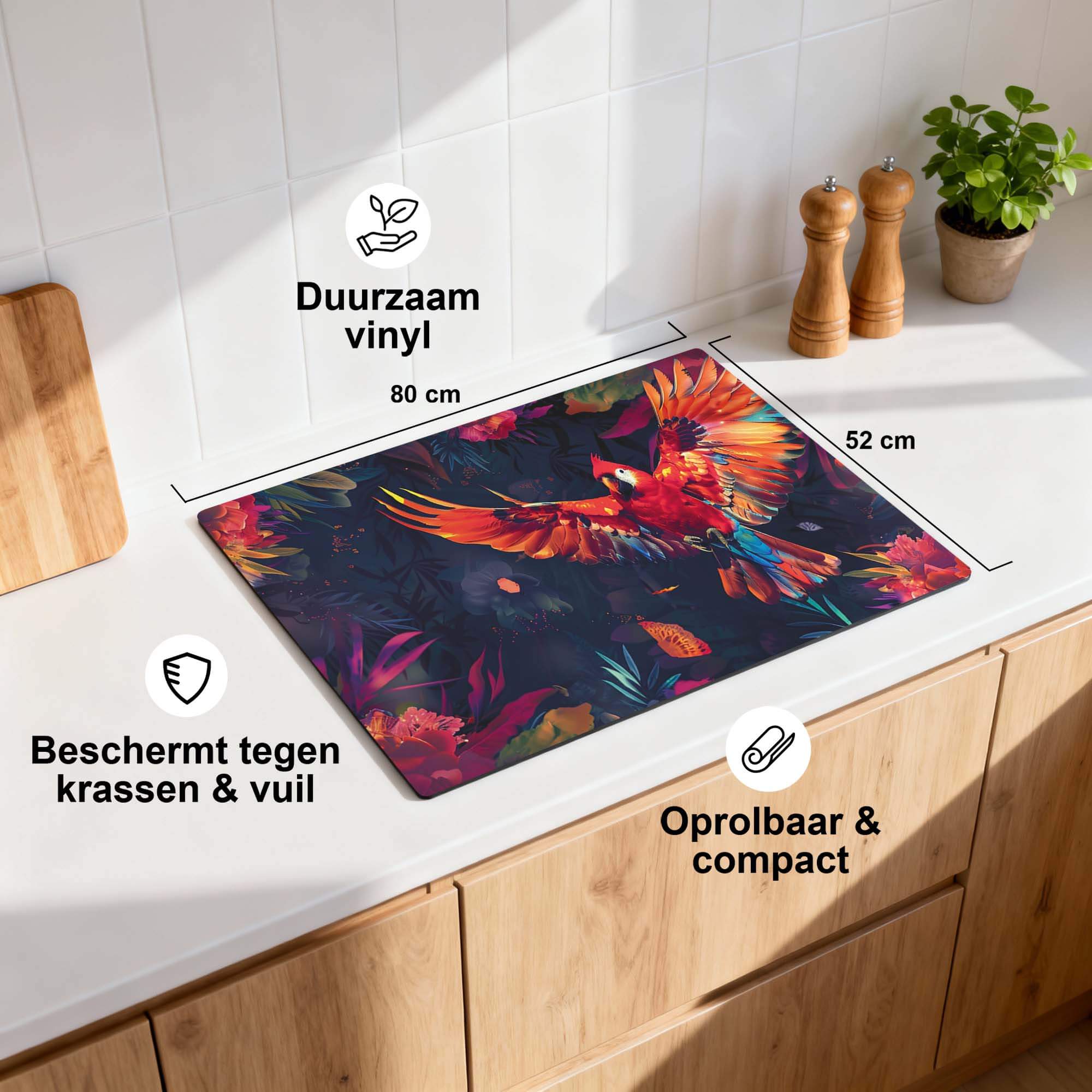 Tropical Wings - Induktionsschutz, bunter Induktionsschutz für die Küche mit tropischer Energie.