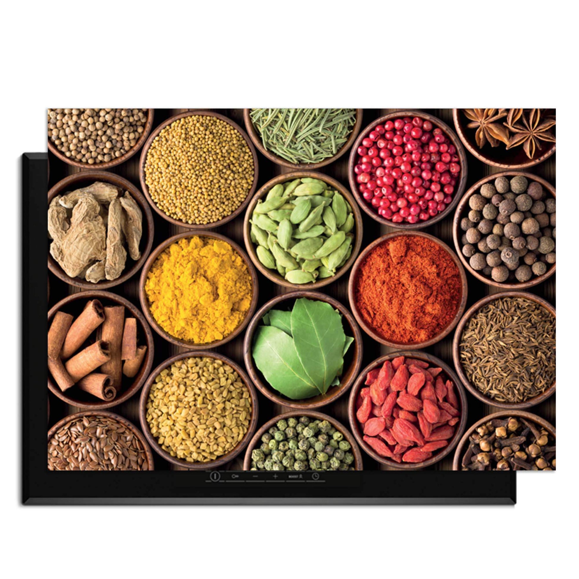 Spice Harmony - Induktionsschutz mit bunten Kräutern und Gewürzen für eine stilvolle Küche.