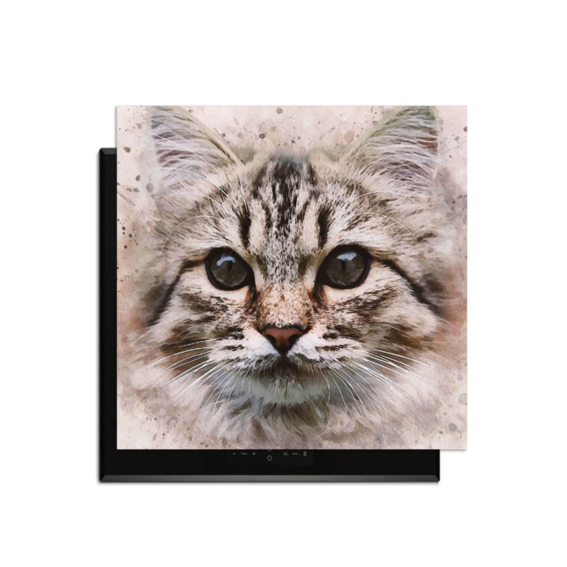 Majestic Cat - Inductie Beschermer met een schattig kattenportret voor in de keuken.