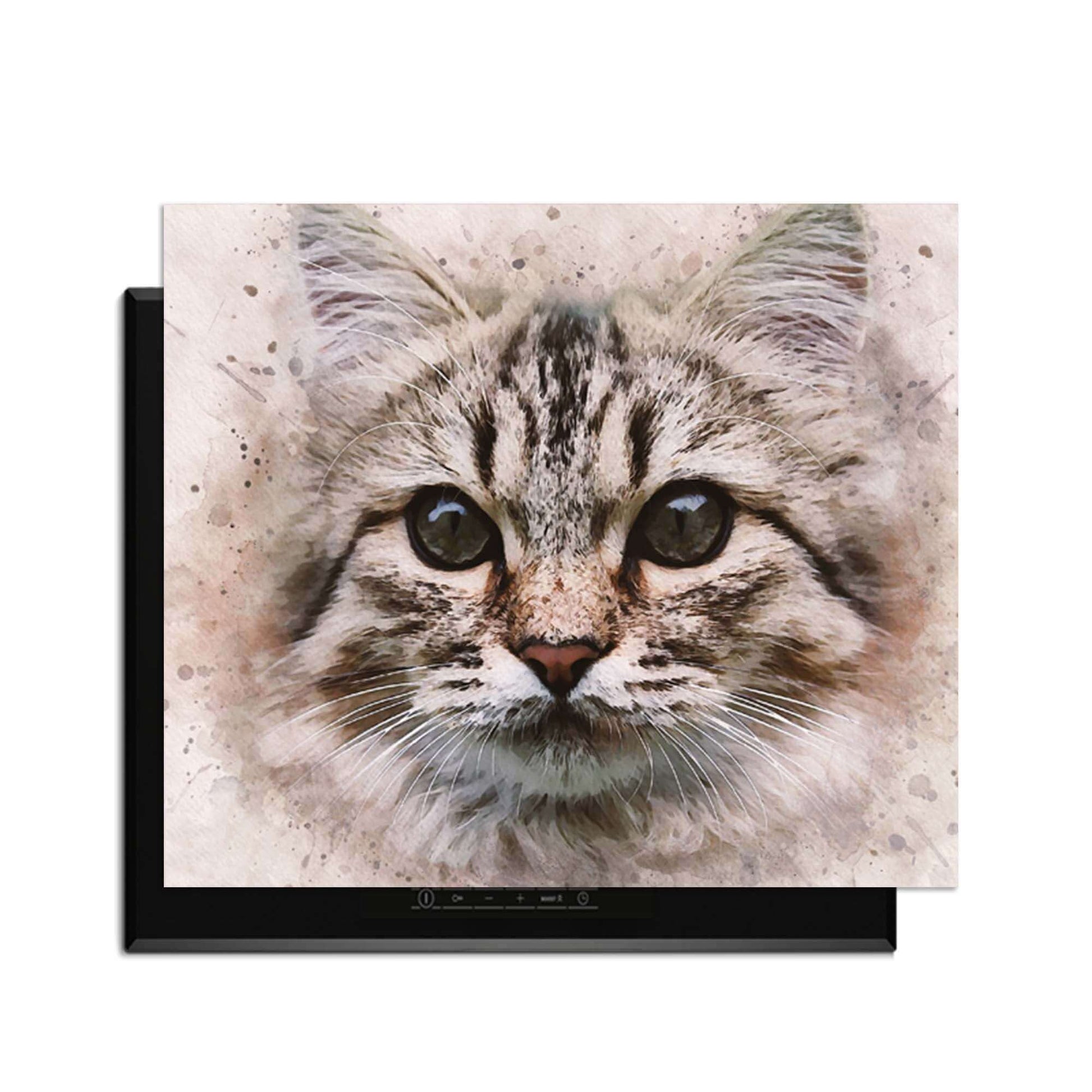 Majestic Cat - Inductie Beschermer met schattig kattenportret voor een warme keuken.