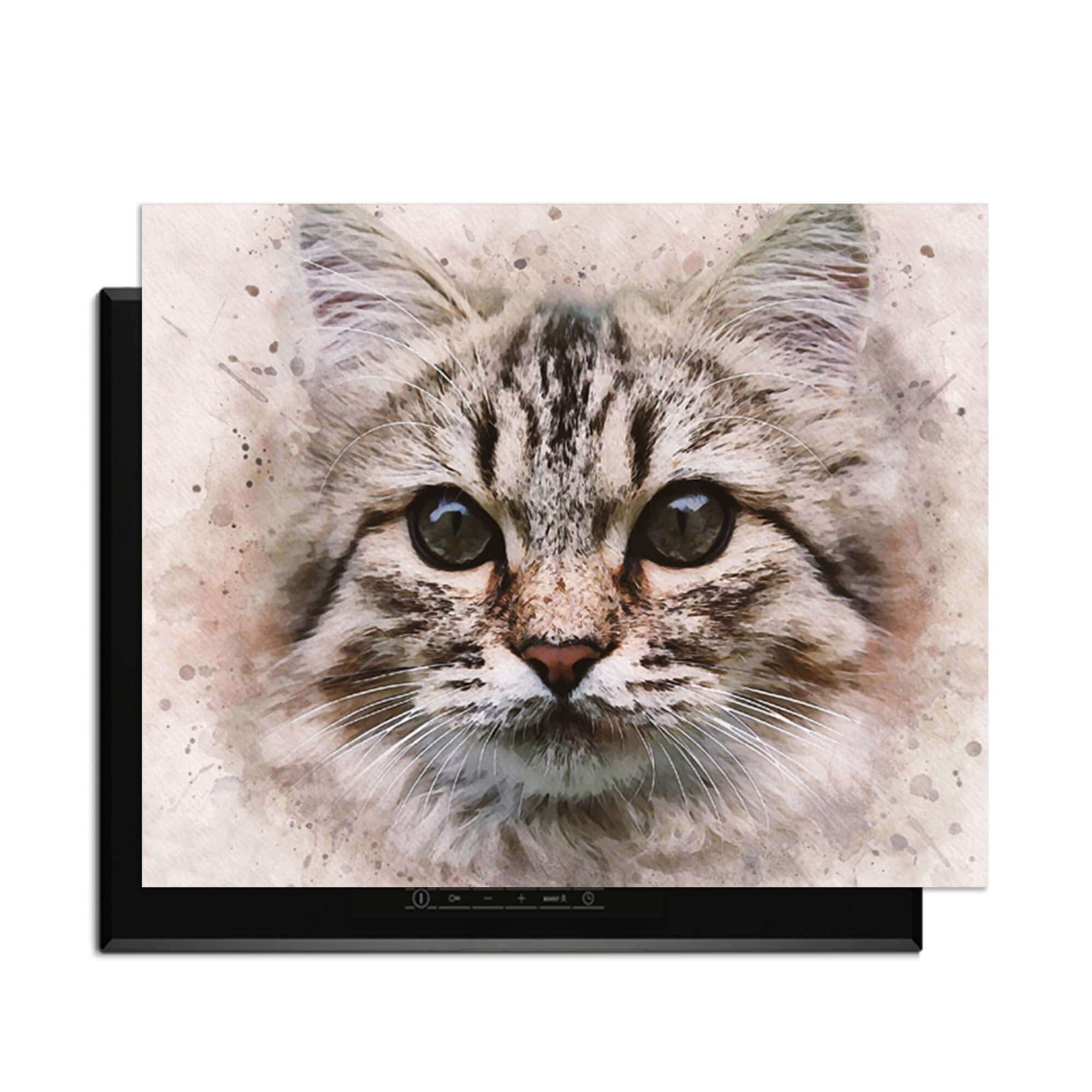 Majestic Cat - Inductie Beschermer met een kunstzinnige afbeelding van een kat, ideaal voor kattenliefhebbers.