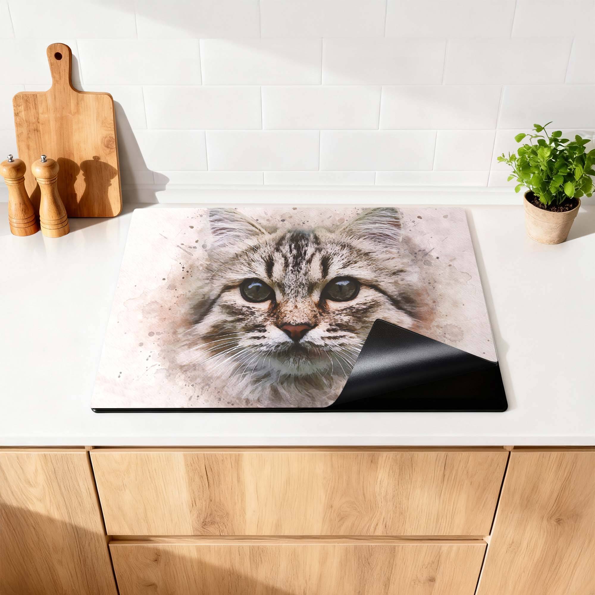 Majestic Cat - Inductie Beschermer op keukenoppervlak met kattenafbeelding