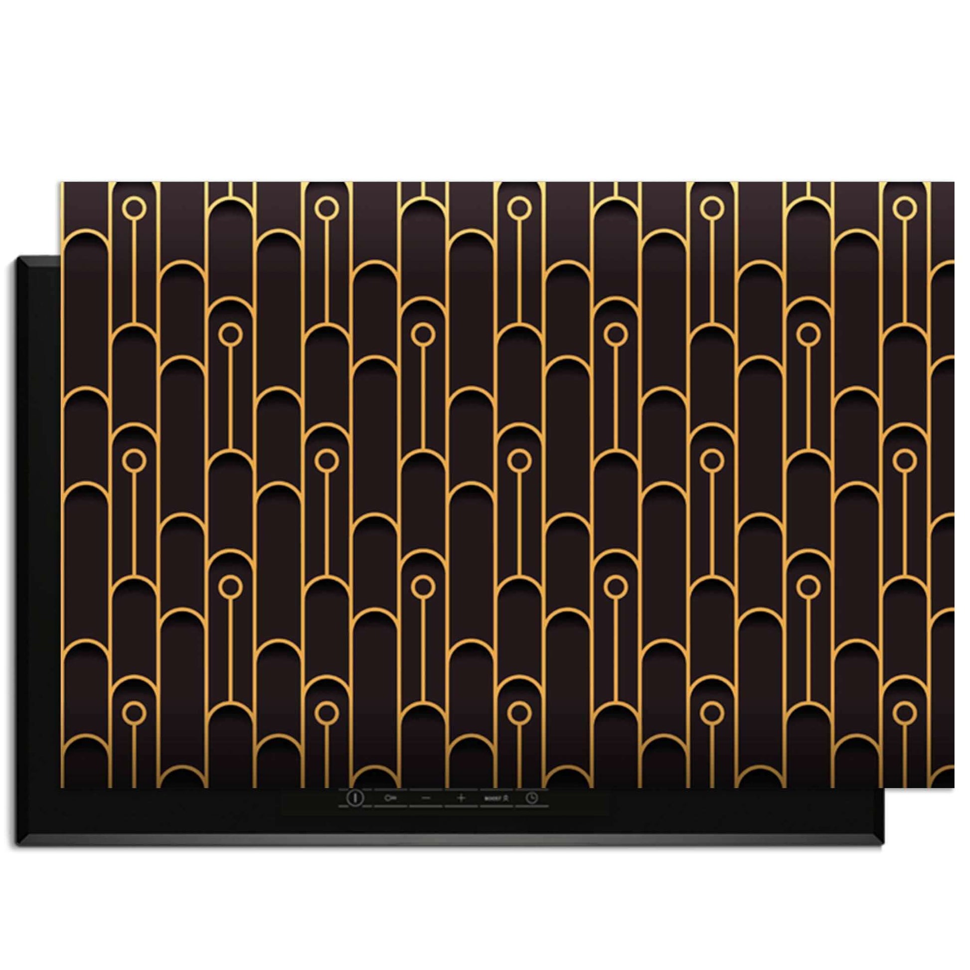 Golden Arc – Inductie Beschermer met elegant geometrisch patroon en gouden accenten voor luxe in je keuken.