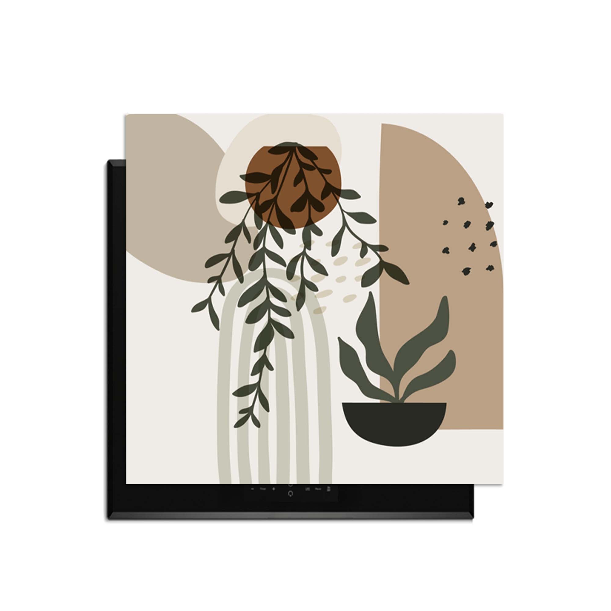 Botanical Harmony - Japandi Induction Protector mit botanischem Design für elegante Küchen.