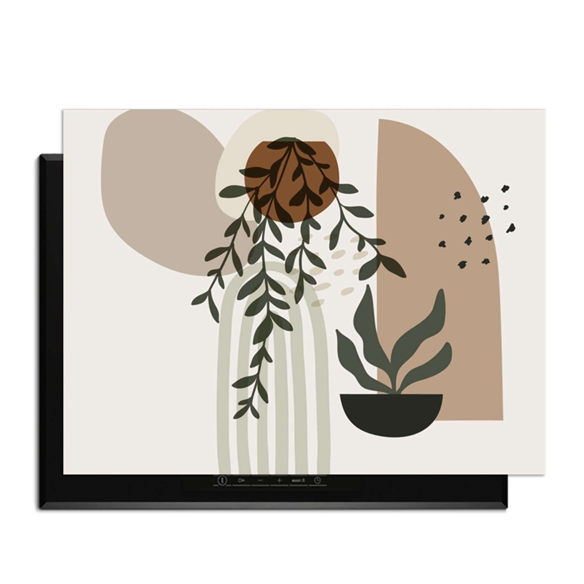 Botanical Harmony - Japandi Induction Protector mit botanischem Design und eleganten Pflanzenmotiven.