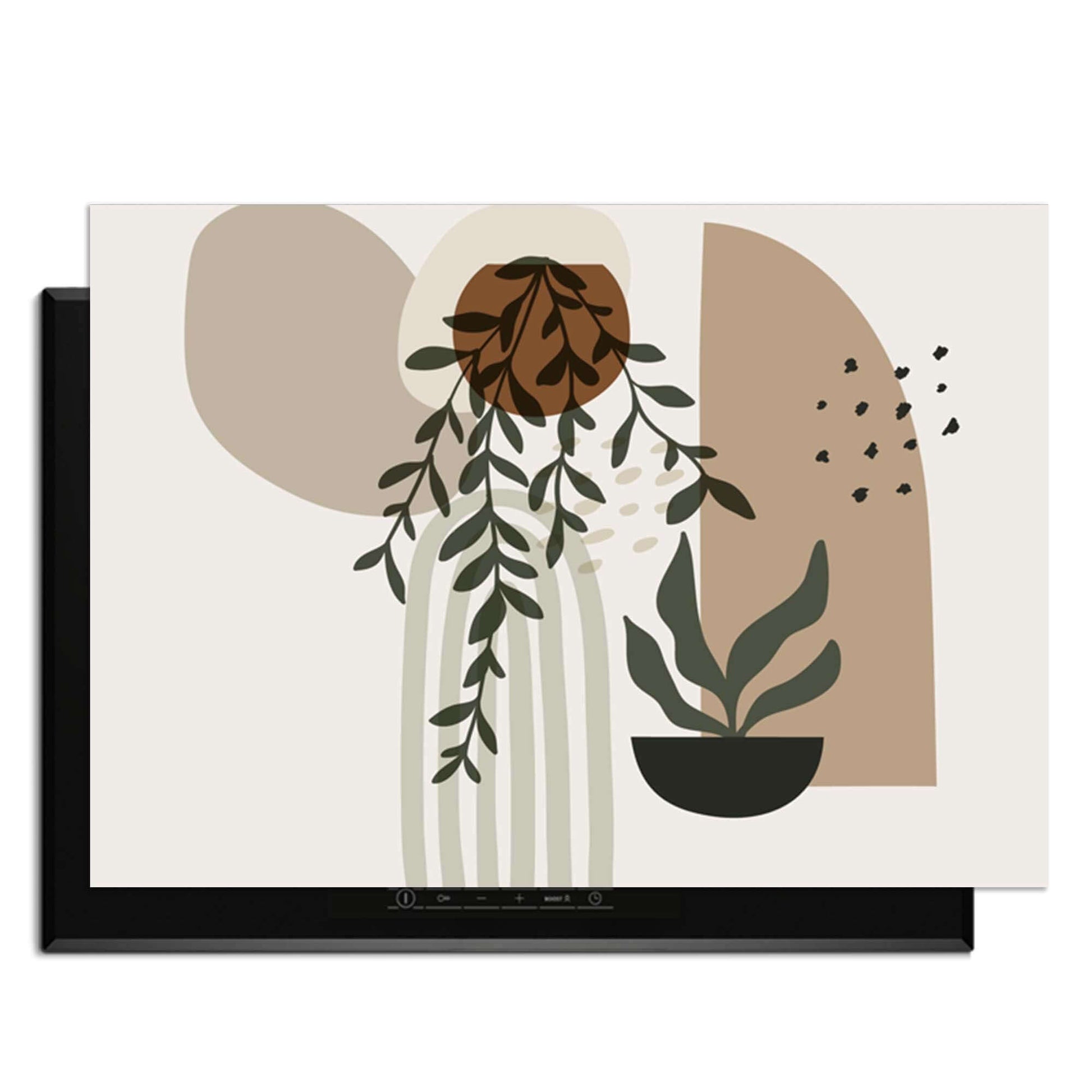 Botanical Harmony - Japandi Induction Protector mit botanischen Mustern und modernen Elementen.