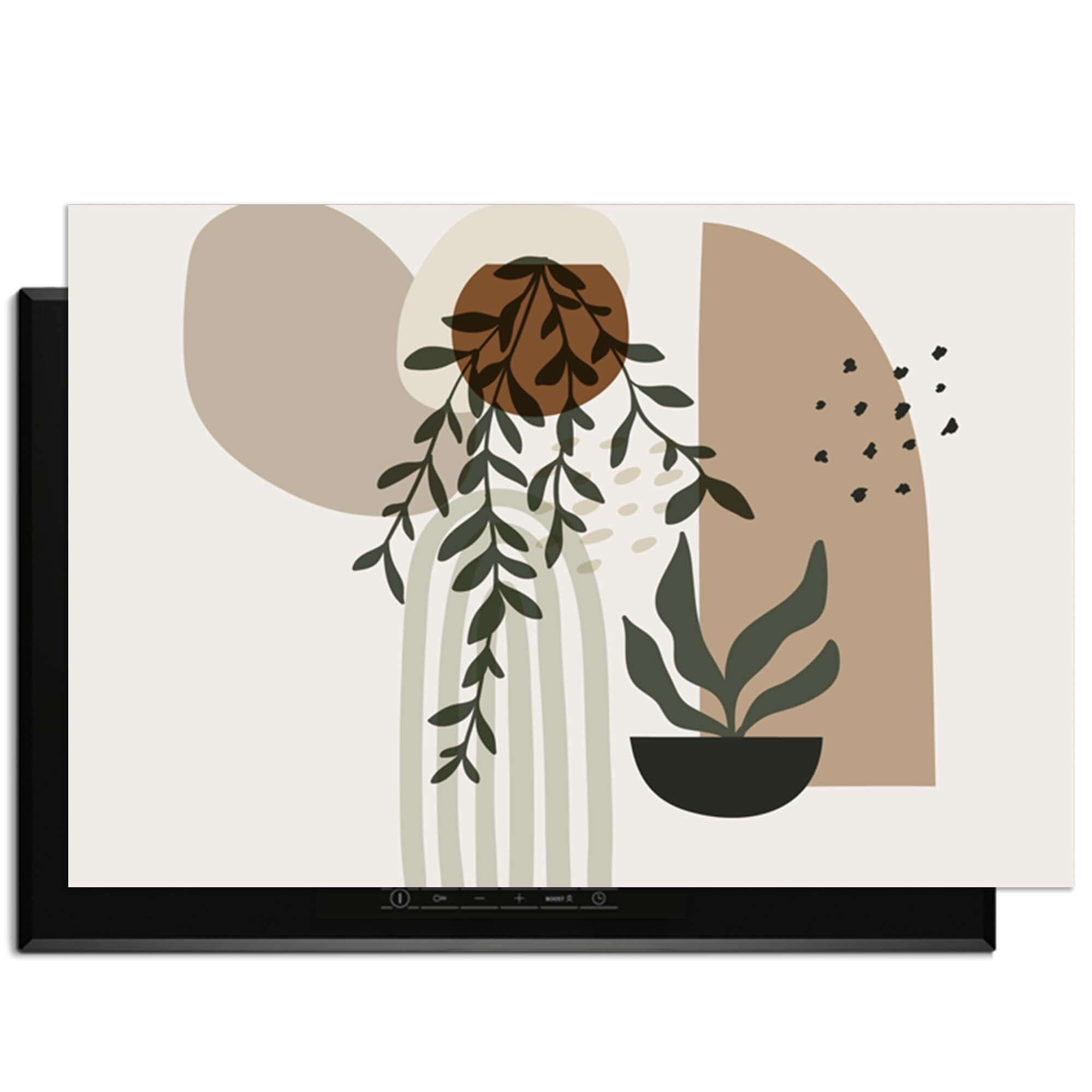 Botanical Harmony – Japandi Inductie Beschermer met botanisch design en elegante kleuren.