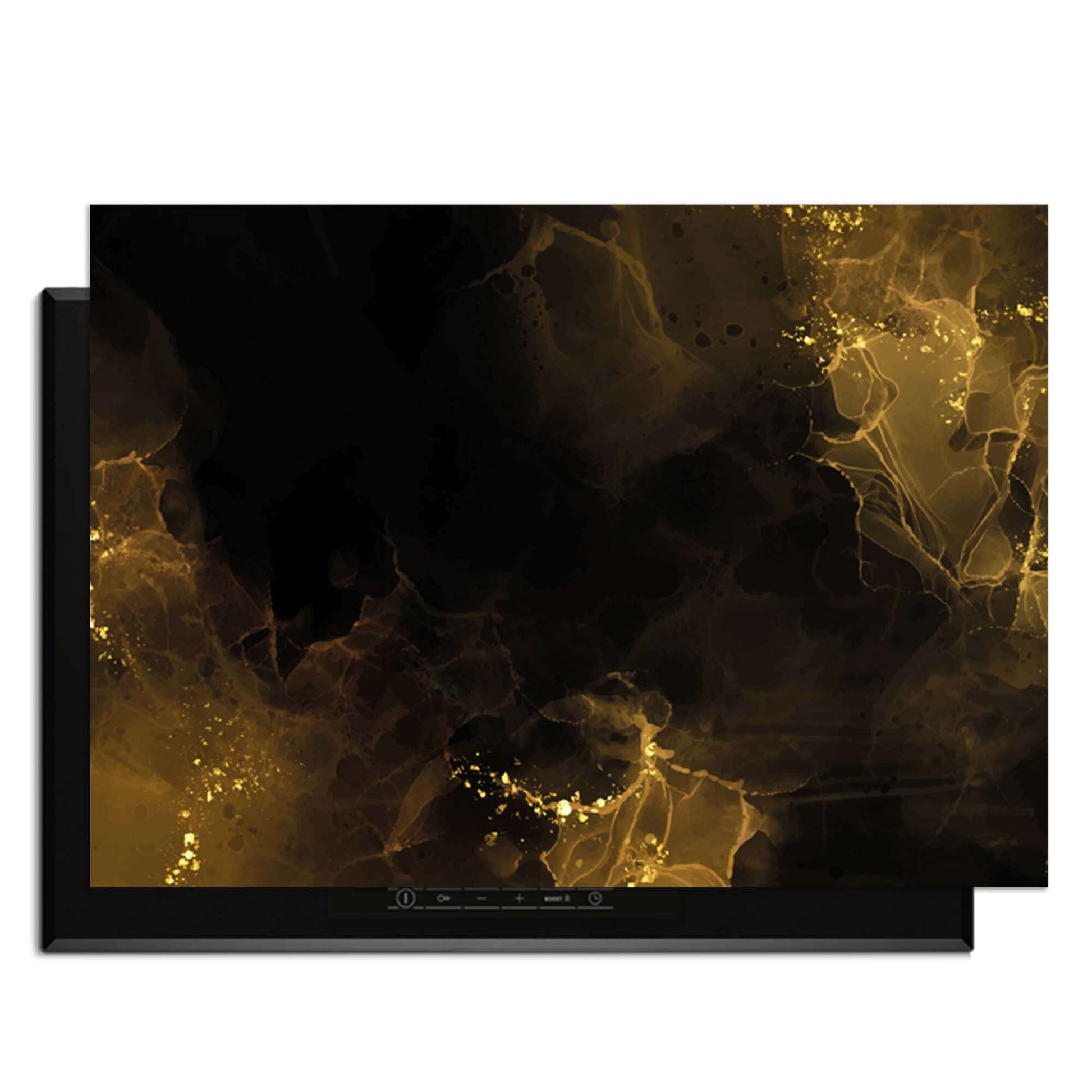 Golden Smoke – Inductie Beschermer met diepzwarte en gouden waas, luxe uitstraling voor de keuken.