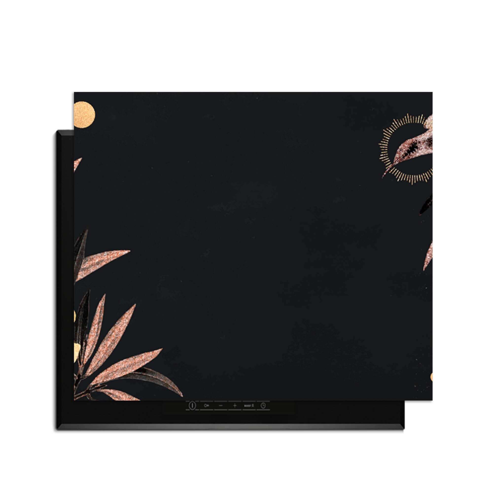 Golden Olive - Inductie Beschermer met stijlvol ontwerp van gouden olijftakken en een elegante vogel.