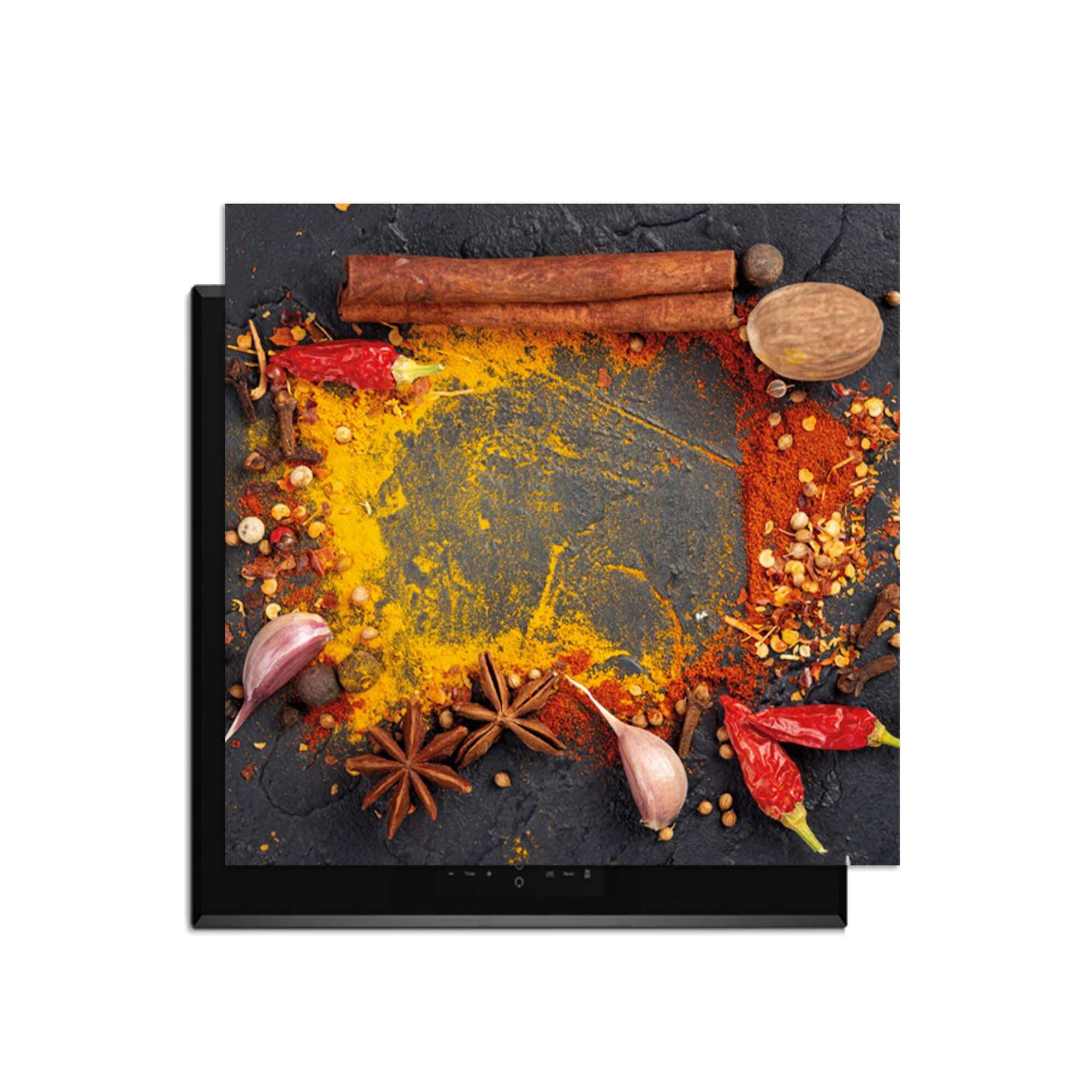 Eastern Spice Mix - Induction Protector mit bunten Gewürzen auf dem Induktionskochfeld.