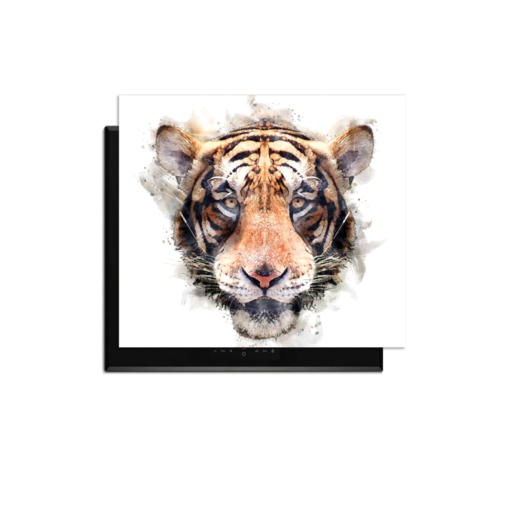 Majestic Tiger - Inductie Beschermer met prachtig aquarel schilderij van een tijgerkop