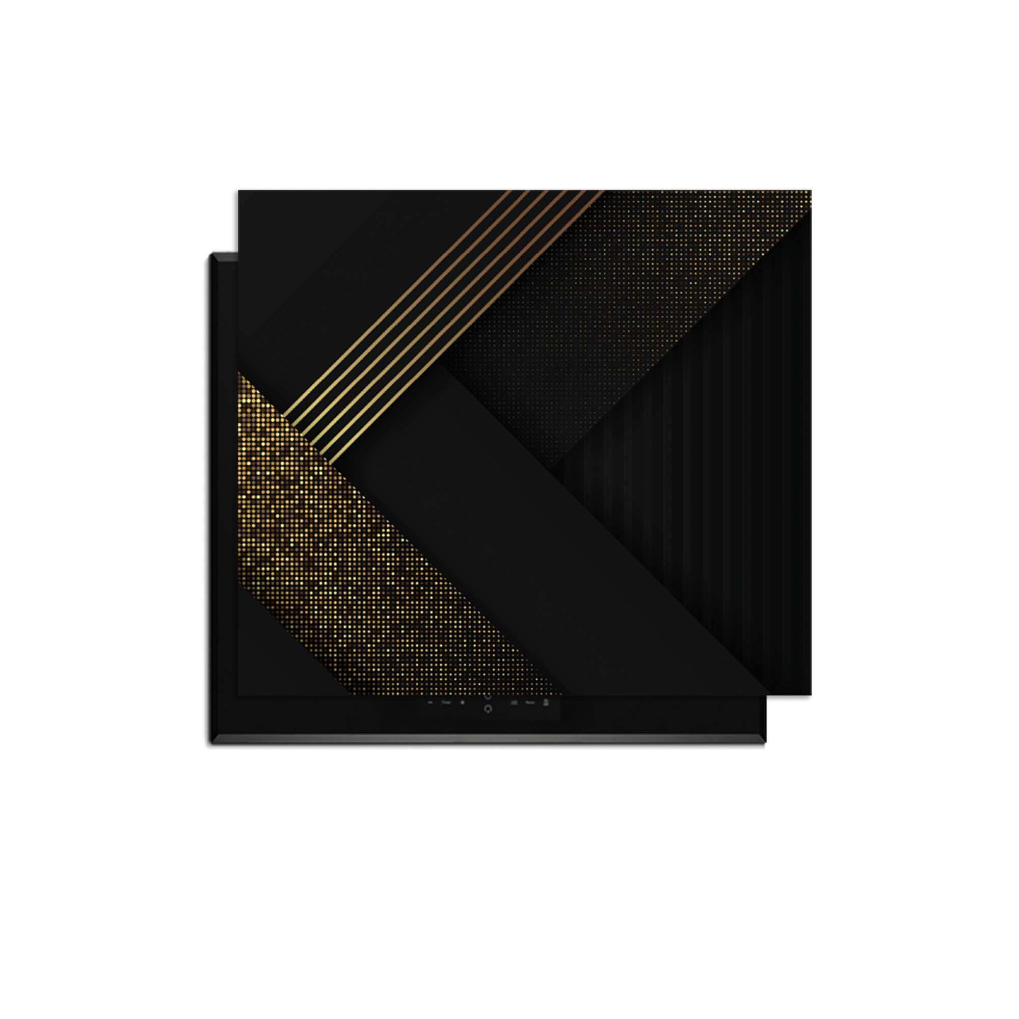 Golden Geometry – Inductie Beschermer met een modern luxe design in zwart en goud.