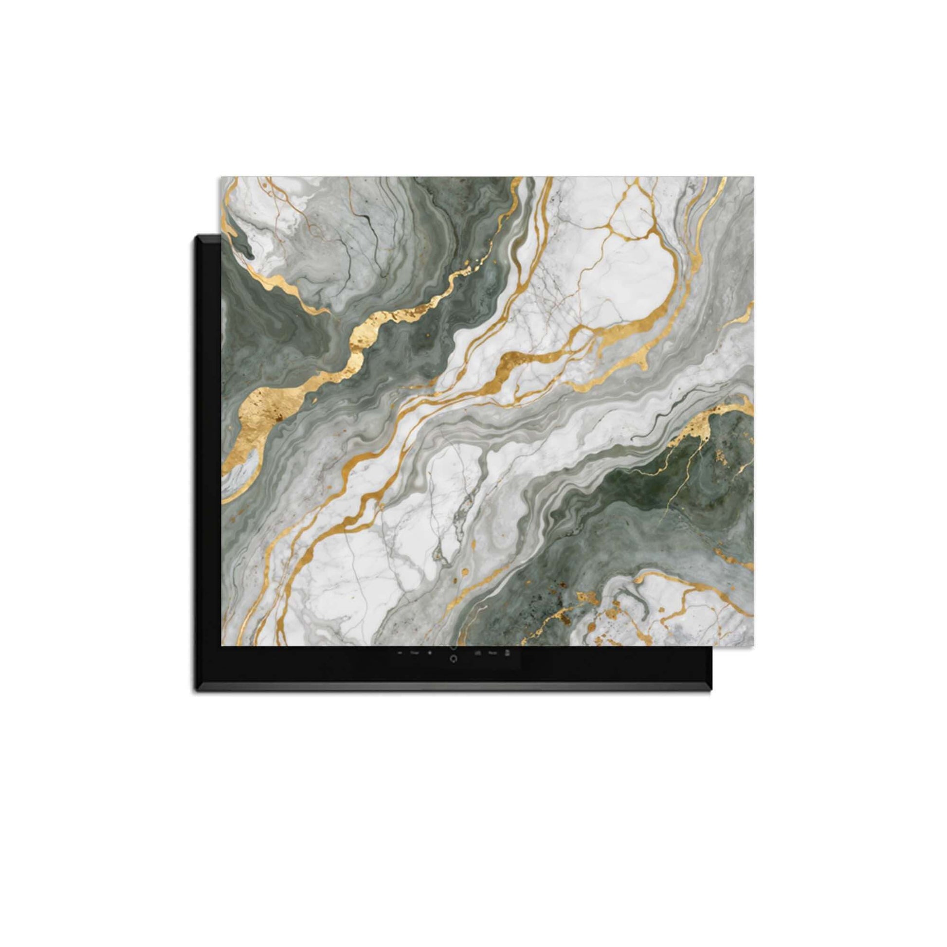 Luxurious Marble Green – Inductie Beschermer met elegant groen marmer en gouden aders voor keukenbescherming.