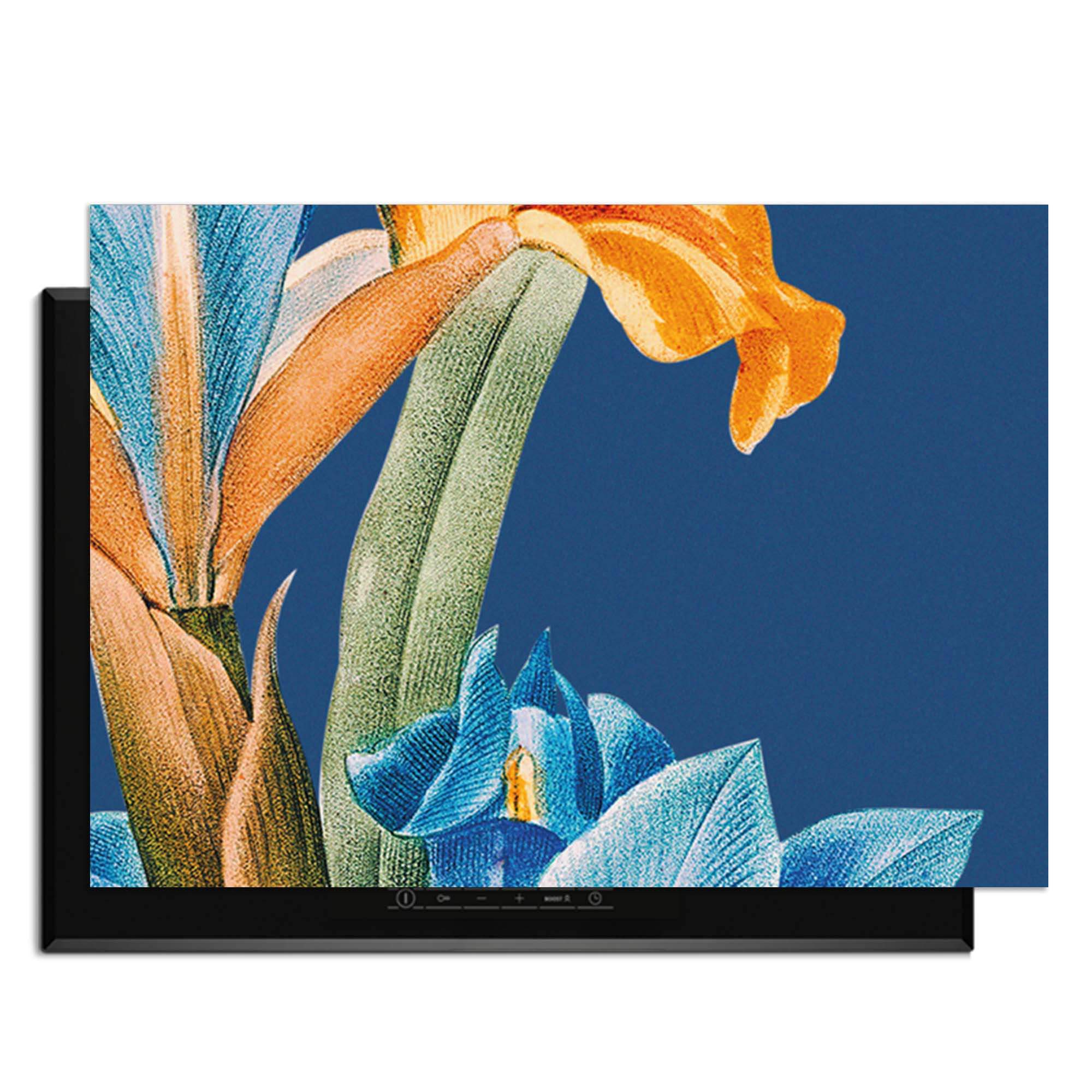 Iris Elegance – Inductie Beschermer met kleurrijke vintage bloemenprint voor een artistieke keuken uitstraling.