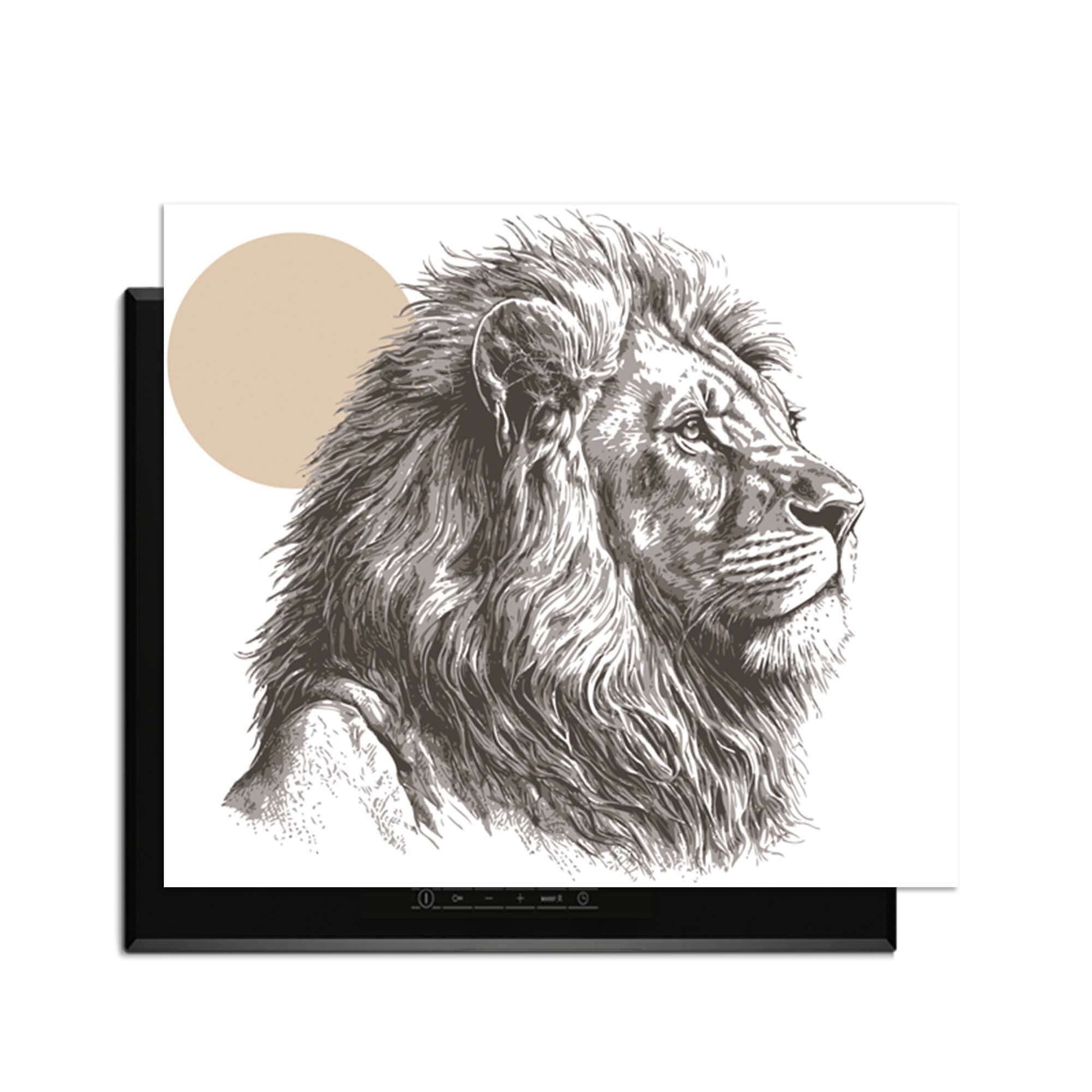 Majestic Lion - Inductie Beschermer met artistieke lijnenspel en stijlvolle uitstraling.