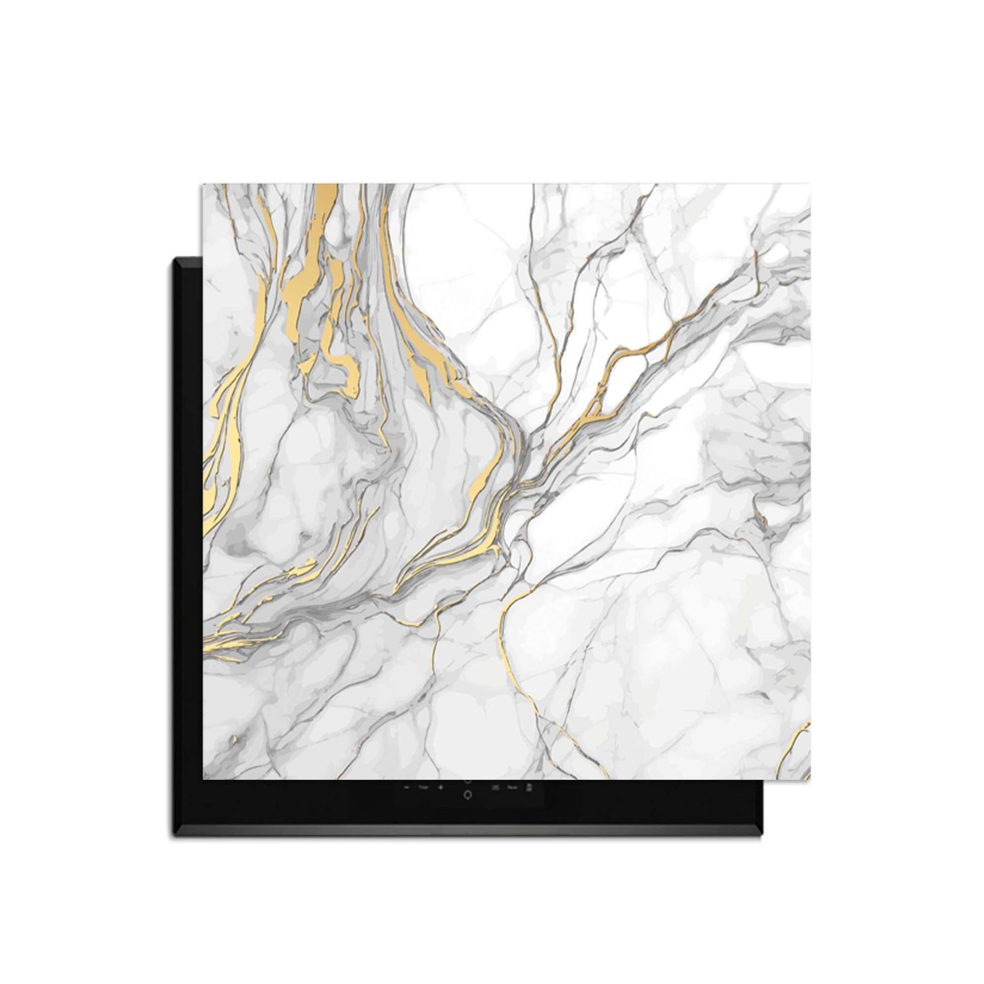 Eleganter Goldmarmor - Induktionsschutz mit Marmordesign und goldenen Akzenten für ein luxuriöses Aussehen.