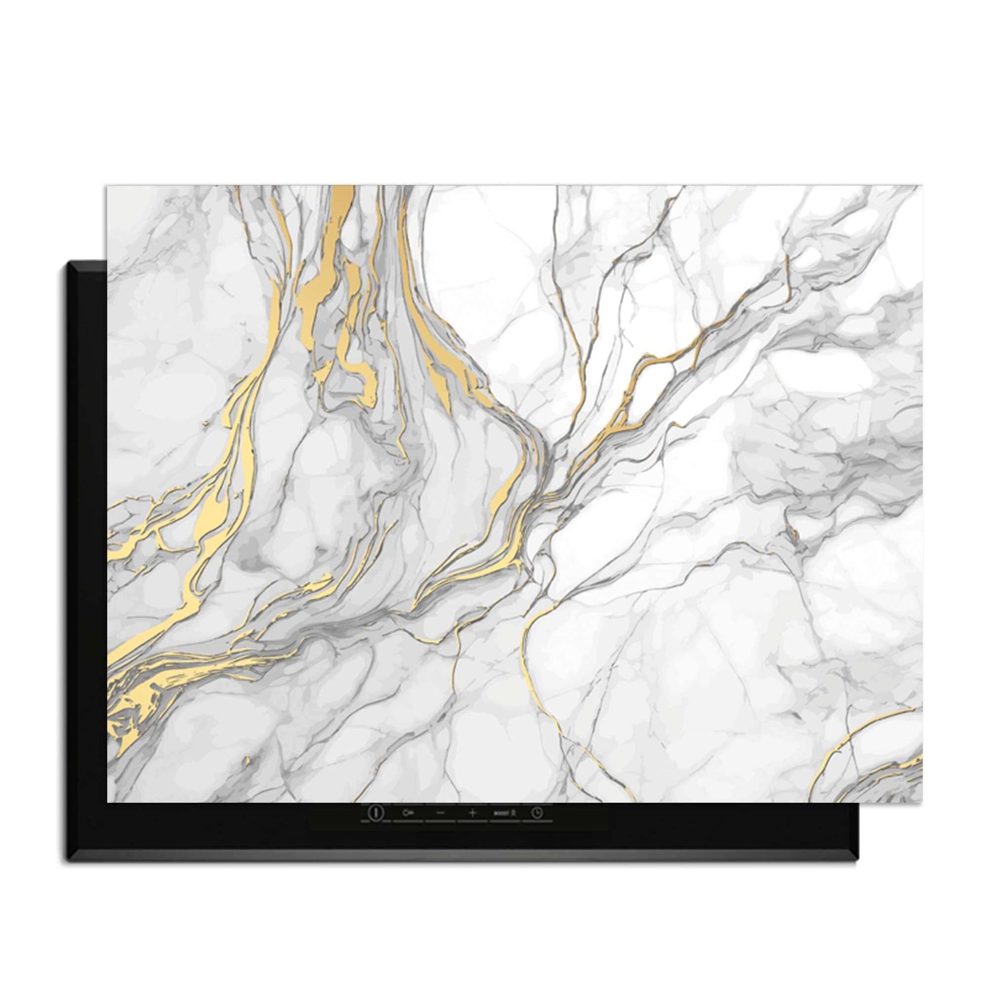 Elegantes Goldmarmor - Induktionsschutz mit luxuriösem Marmor-Design und goldenen Akzenten für Ihr Kochfeld.