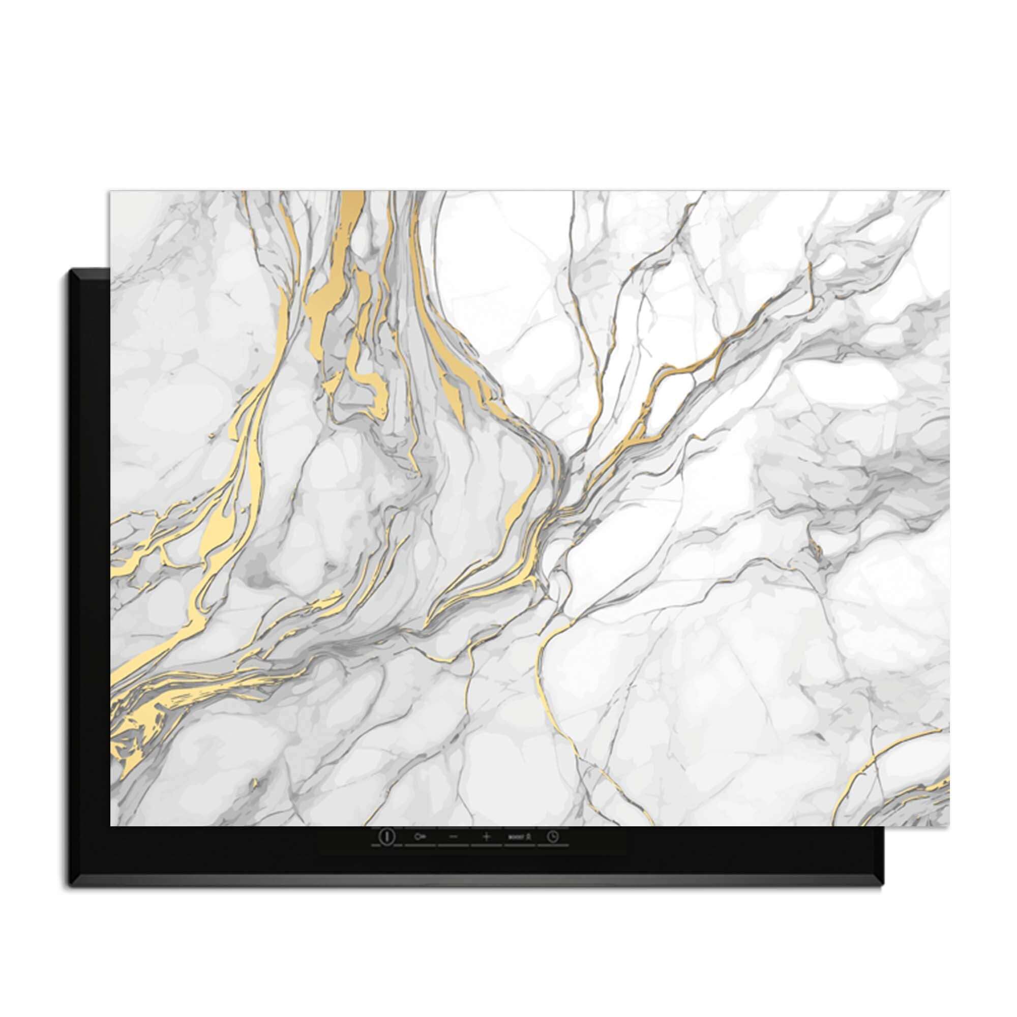 Elegantes Goldmarmor - Induktionsschutz mit luxuriösem Marmor-Design und goldenen Akzenten für Ihr Kochfeld.