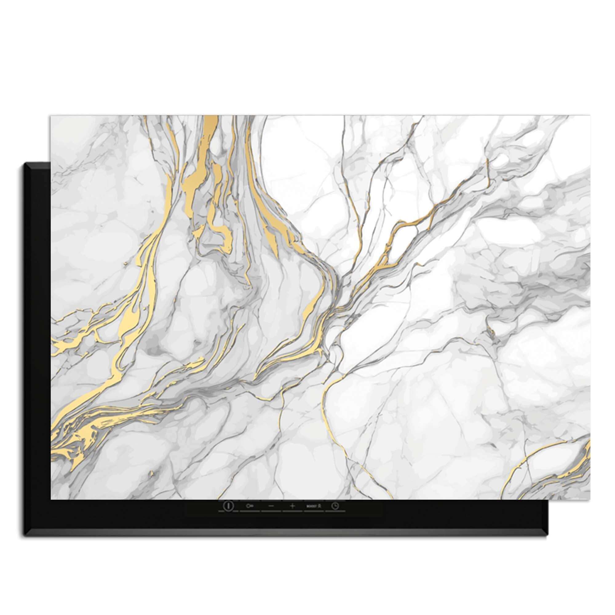 Eleganter Goldmarmor - Induktionsschutz mit luxuriösem Marmordesign und goldenen Akzenten für Ihre Küche.