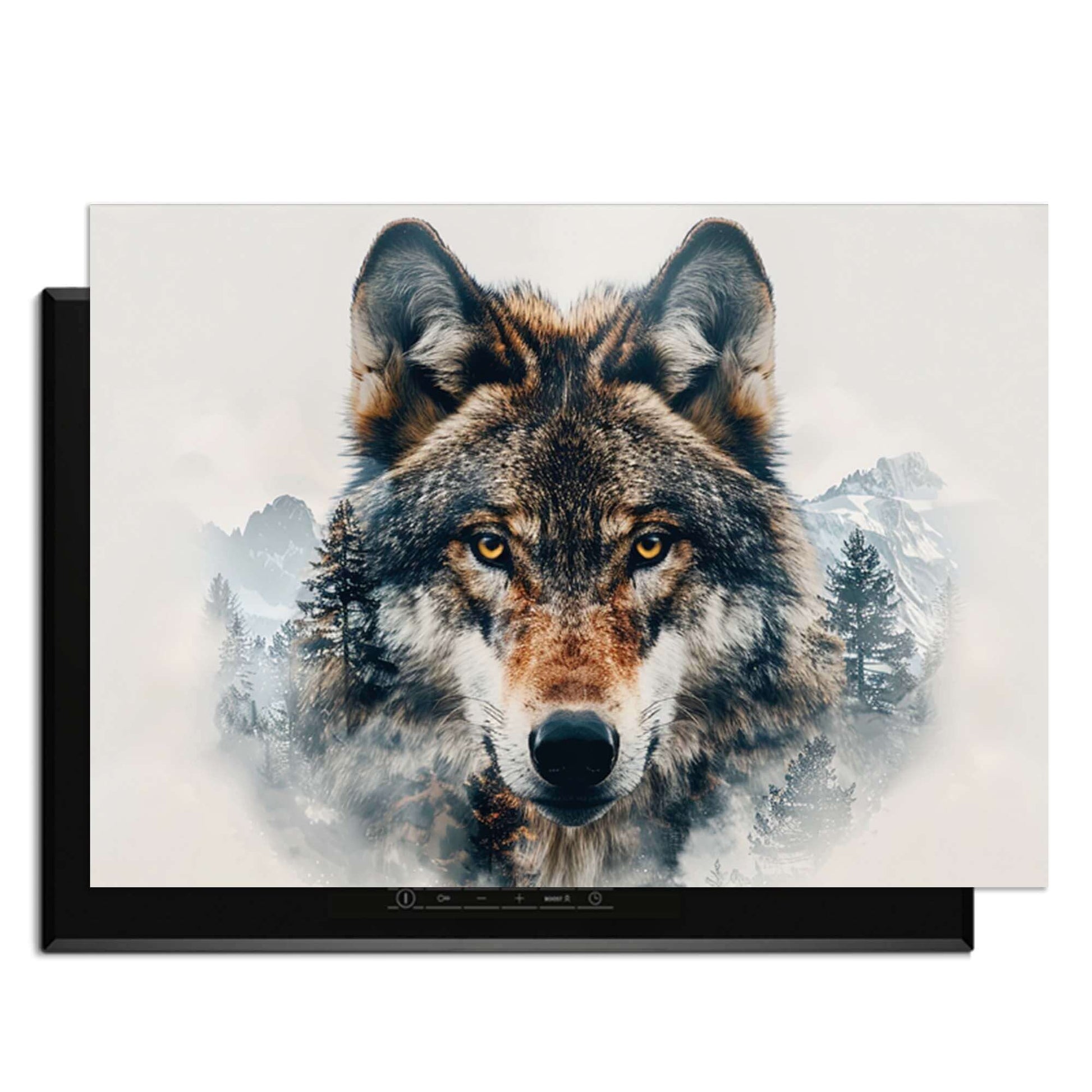 Majestic Wolf - Inductie Beschermer met wolf en natuurdetails op een kookplaat