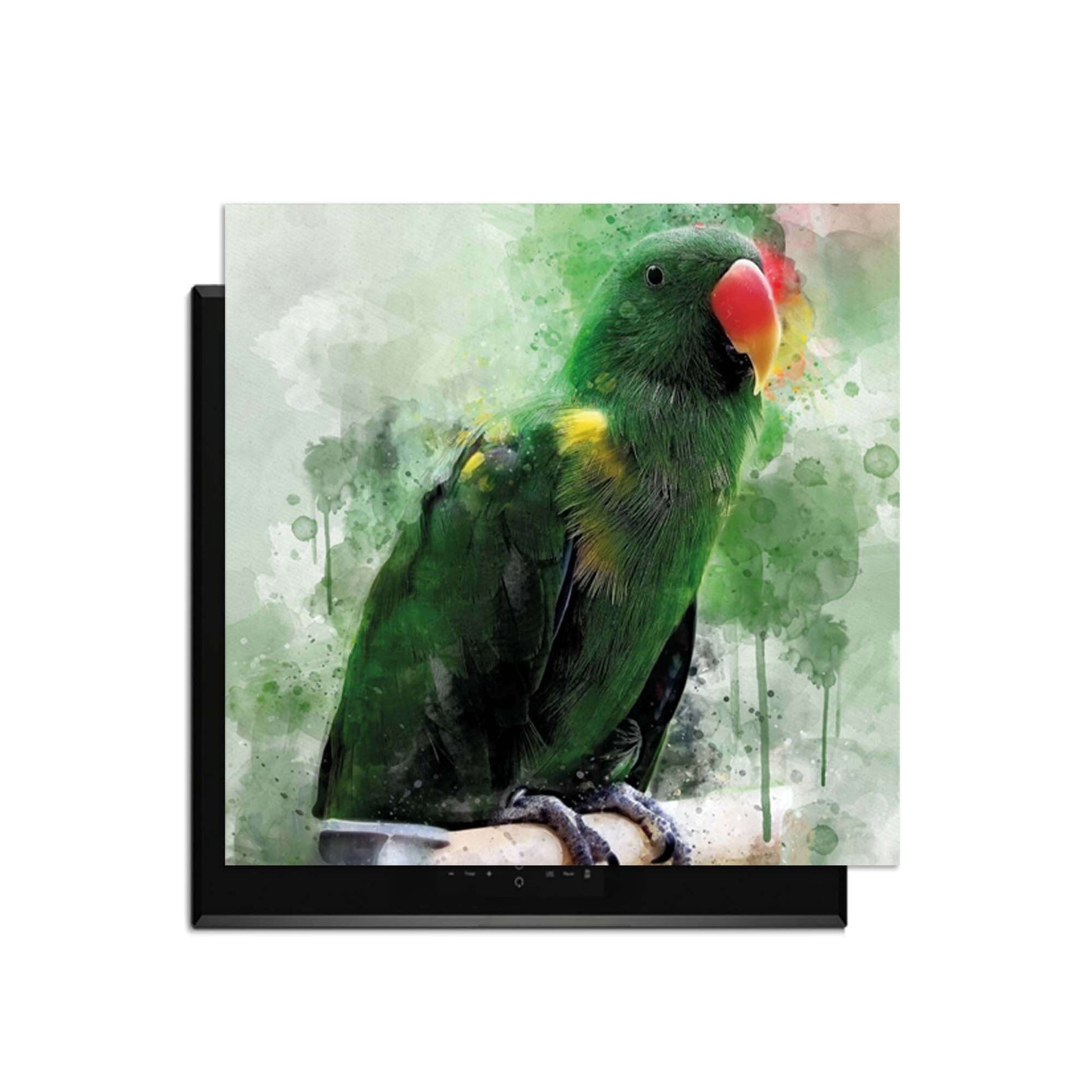 Jungle Parrot - Inductie Beschermer met kleurrijk aquarel van een papegaai, perfect voor in de keuken.