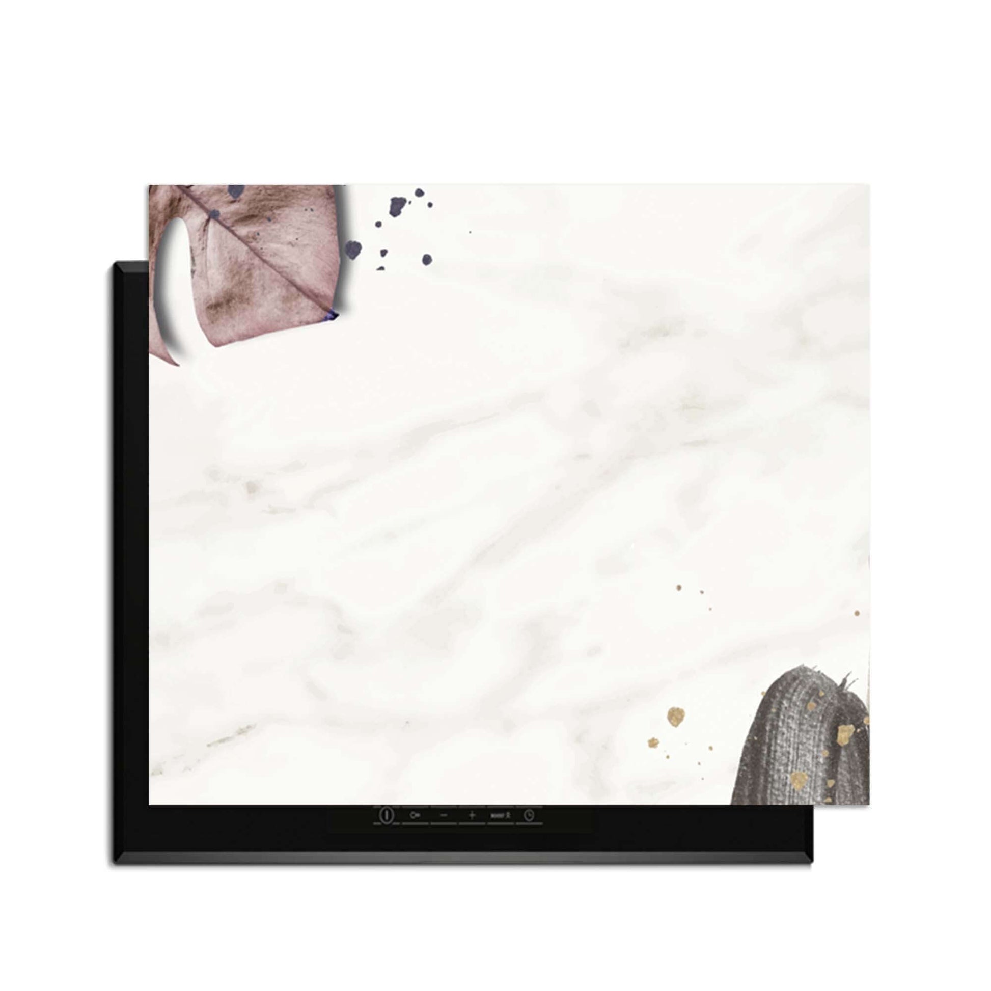 Soft Blush - Inductie Beschermer met botanische accenten voor een stijlvolle keuken.