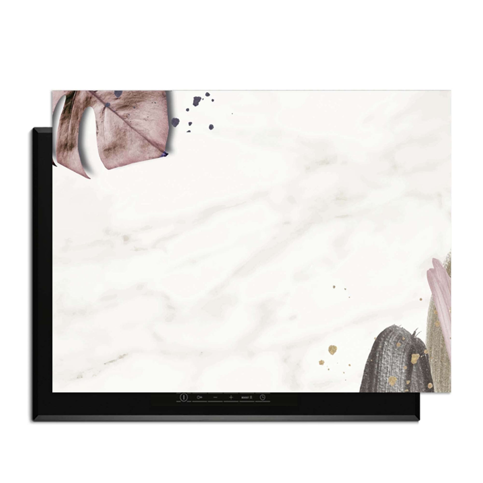 Soft Blush - Inductie Beschermer met botanische accenten en een minimalistisch design voor een stijlvolle keuken.