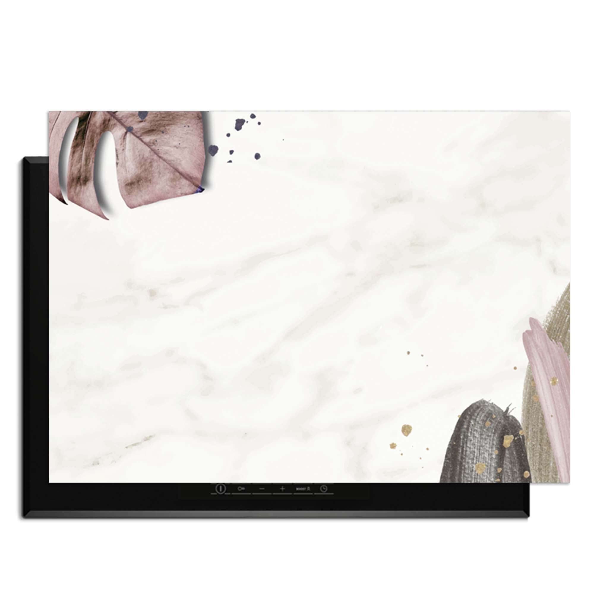 Soft Blush - Inductie Beschermer met botanische accenten voor een stijlvolle keuken