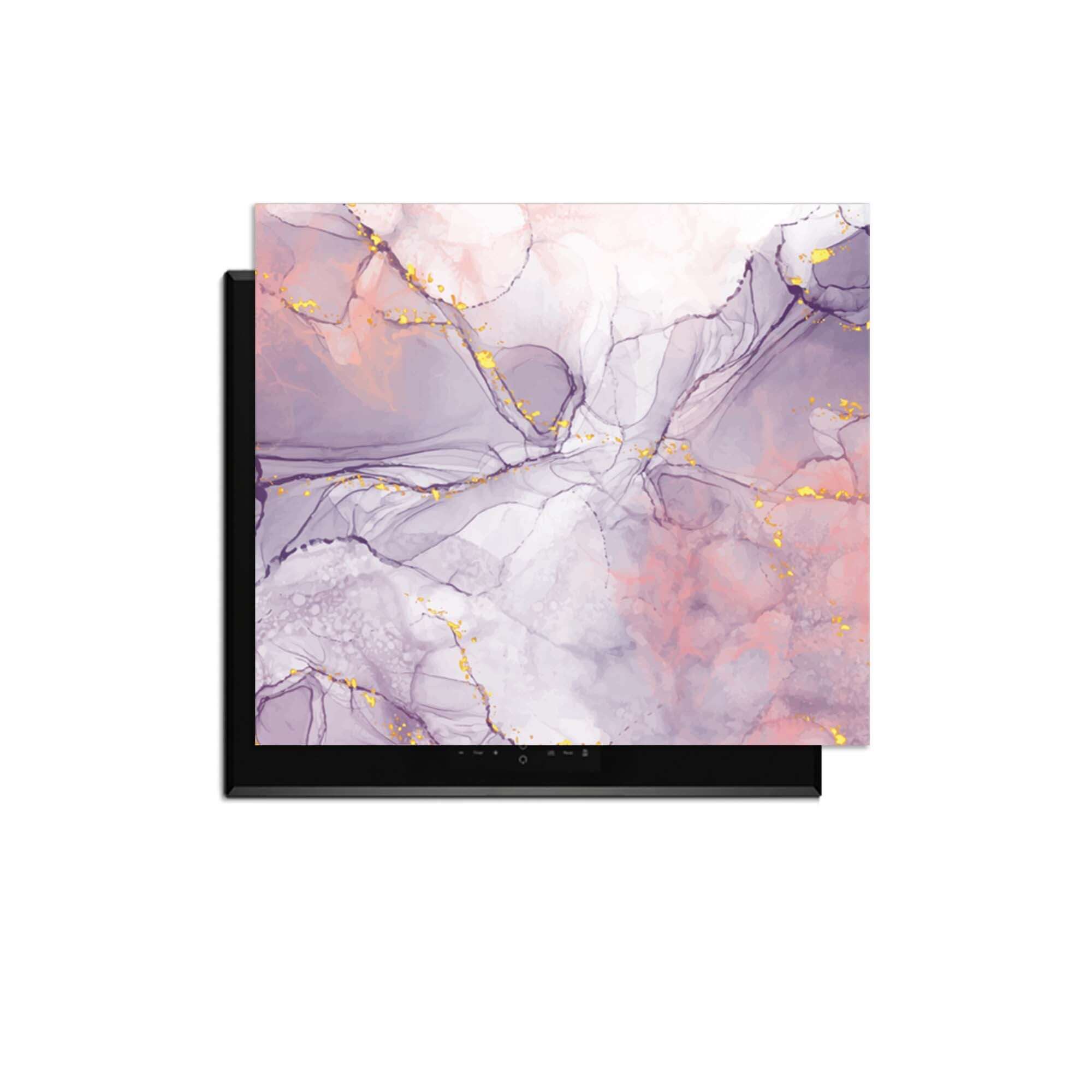 Lavender Marble – Inductie Beschermer met elegante lavendel- en perziktinten en gouden accenten.