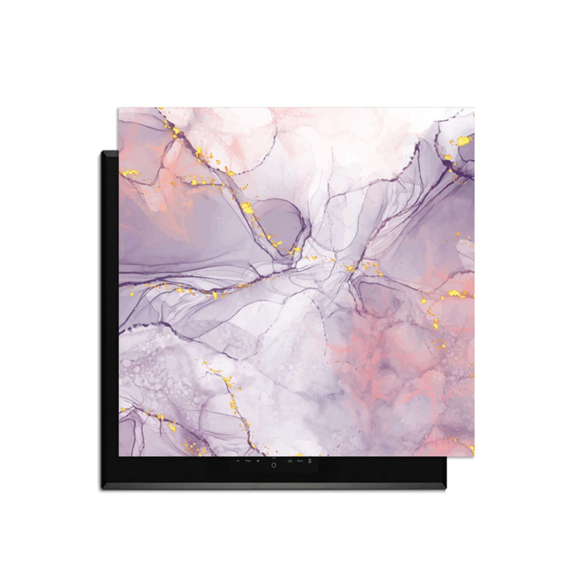 Lavender Marble – Inductie Beschermer met elegante lavendel- en perziktinten en gouden accenten.