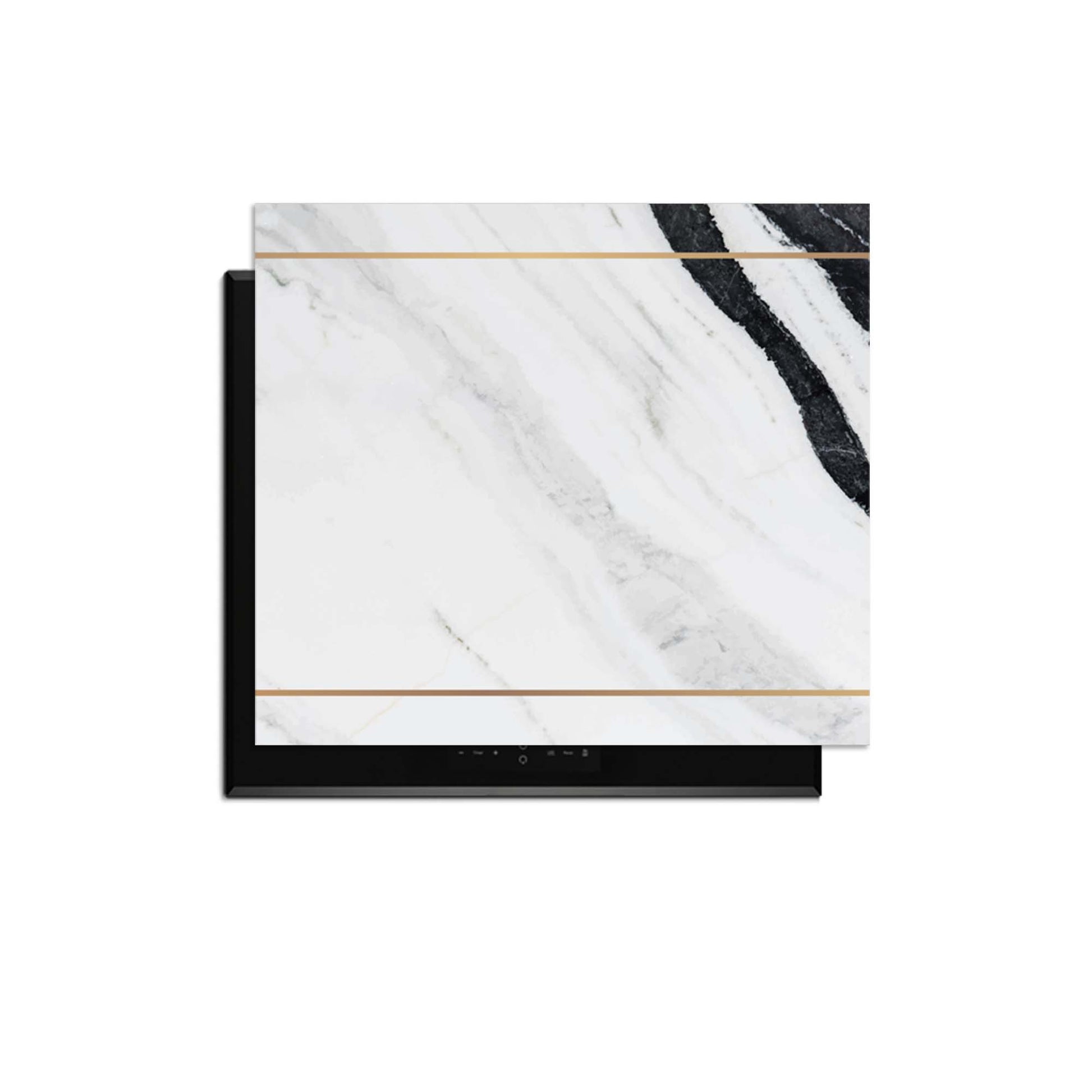 Marble Modern - Inductie Beschermer met zwart marmeren design en gouden accenten voor een moderne uitstraling.