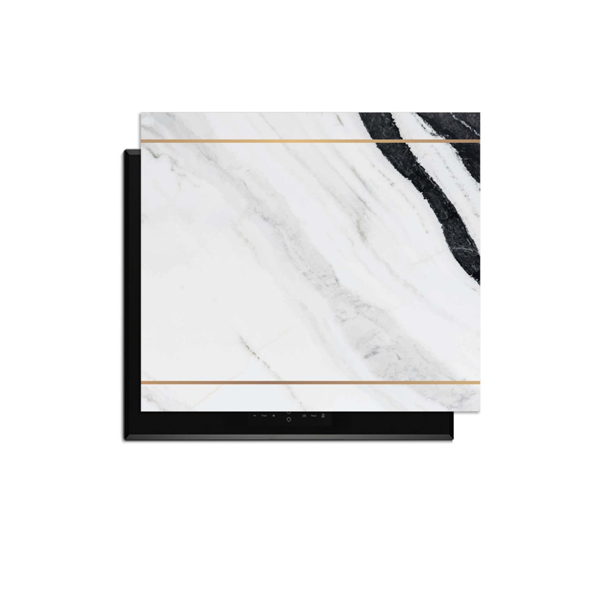 Marble Modern - Inductie Beschermer met zwart marmeren design en gouden accenten voor een moderne uitstraling.