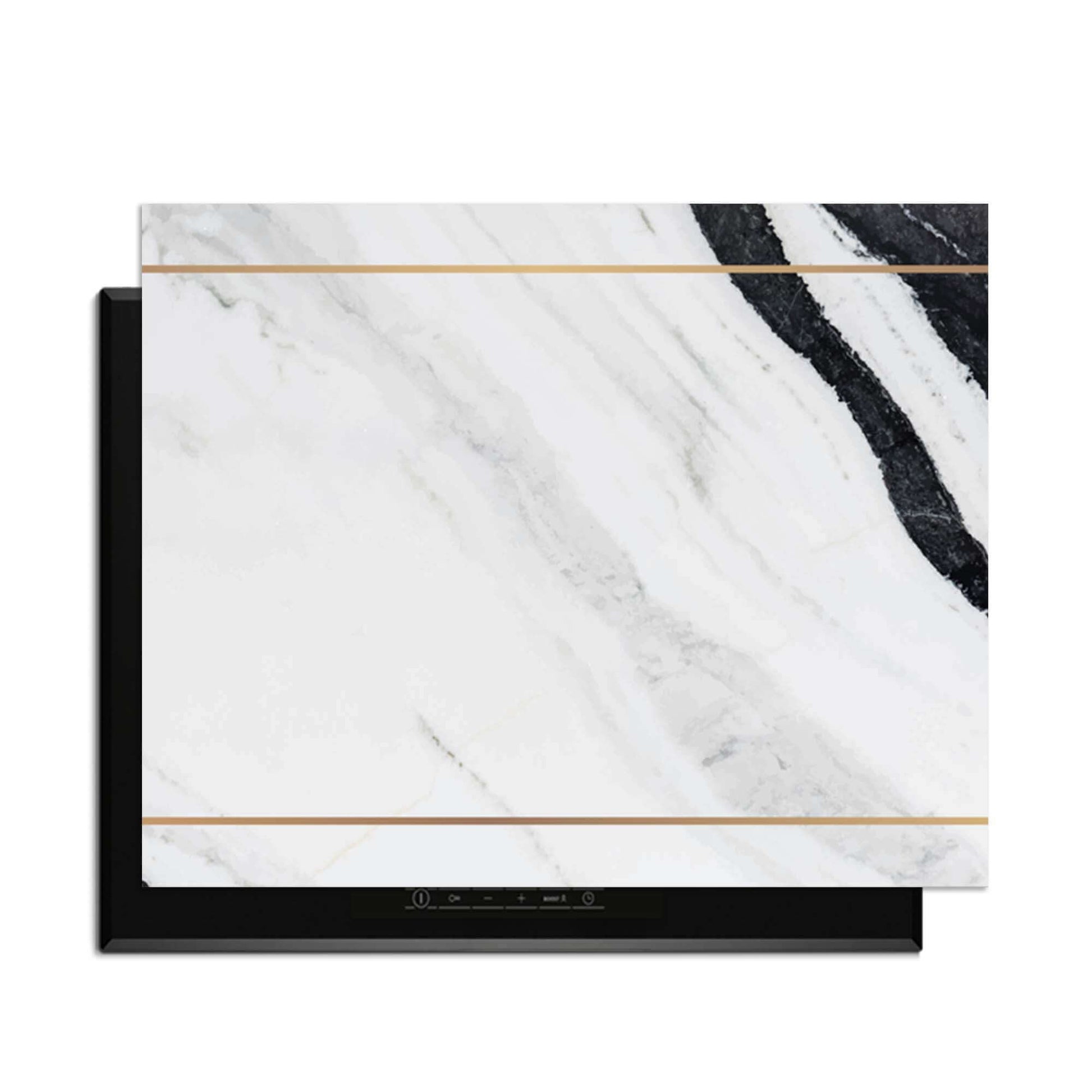 Marble Modern - Inductie Beschermer met tijdloos marmerdesign en goudaccenten voor moderne keukens.