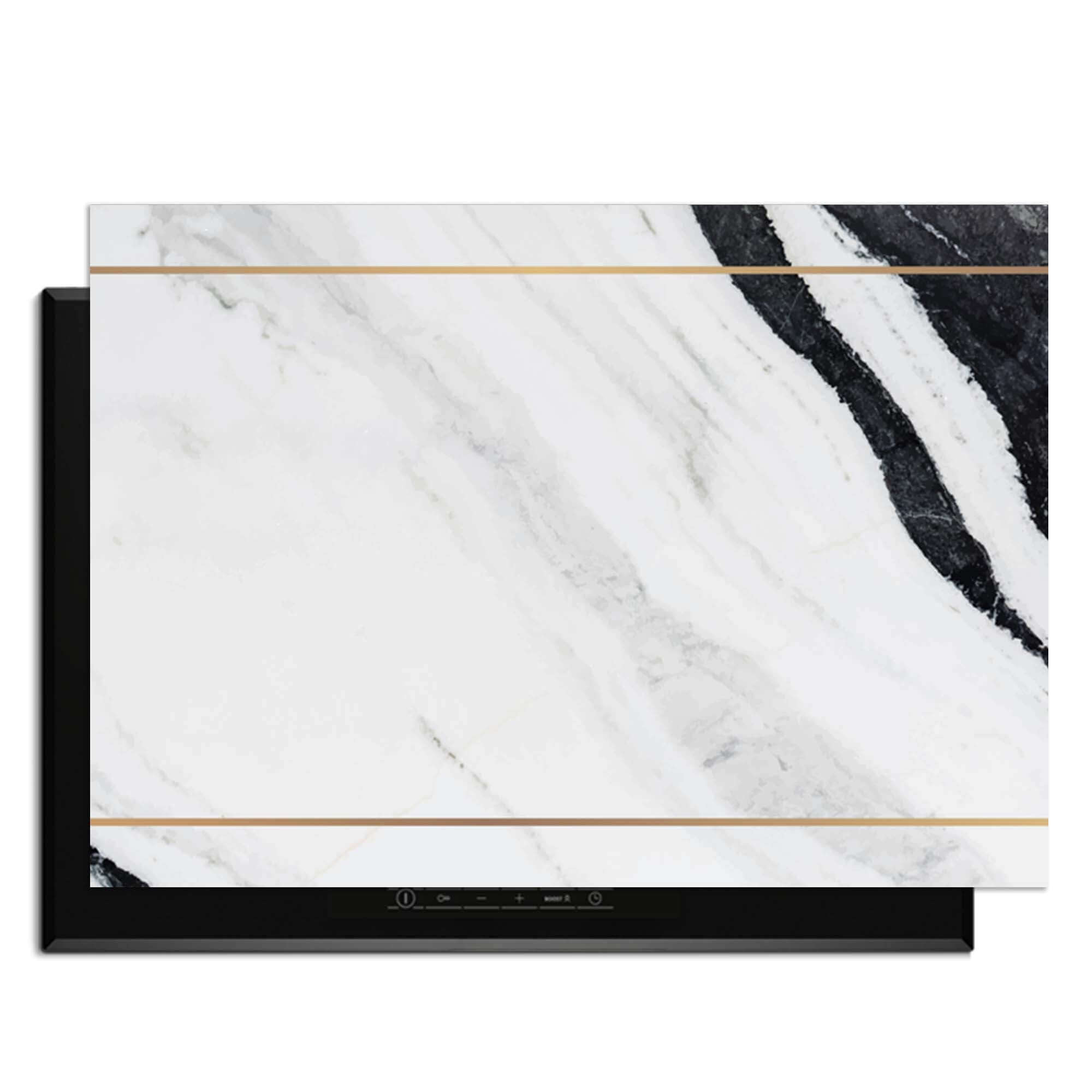 Marble Modern - Inductie Beschermer met marmerdesign en goudaccenten voor een moderne keuken.