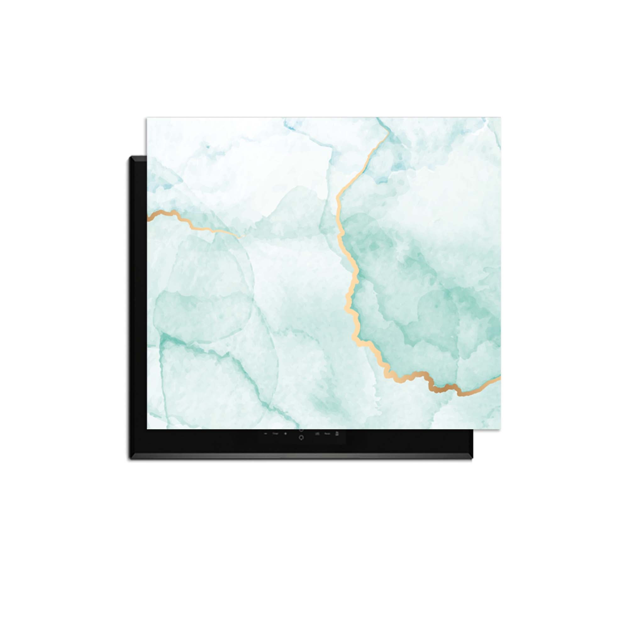 Misty Jade – Inductie Beschermer met jadegroene achtergrond en gouden accenten voor een elegante uitstraling.