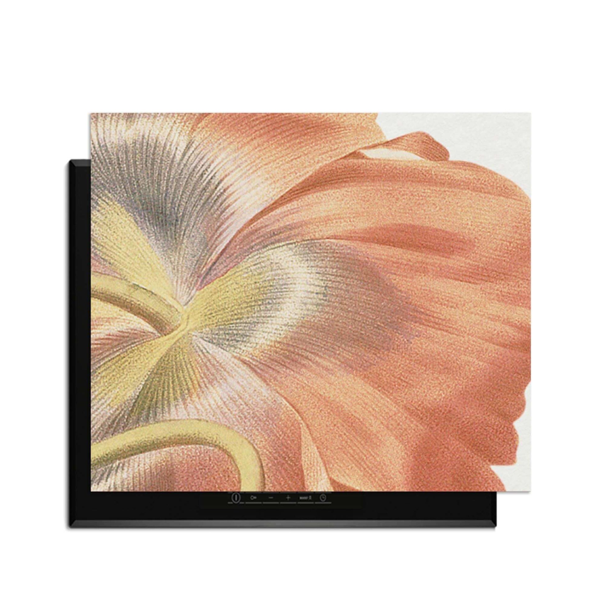 Poppy Bloom – Inductie Beschermer met een elegante papaverbloem op een lichte achtergrond.