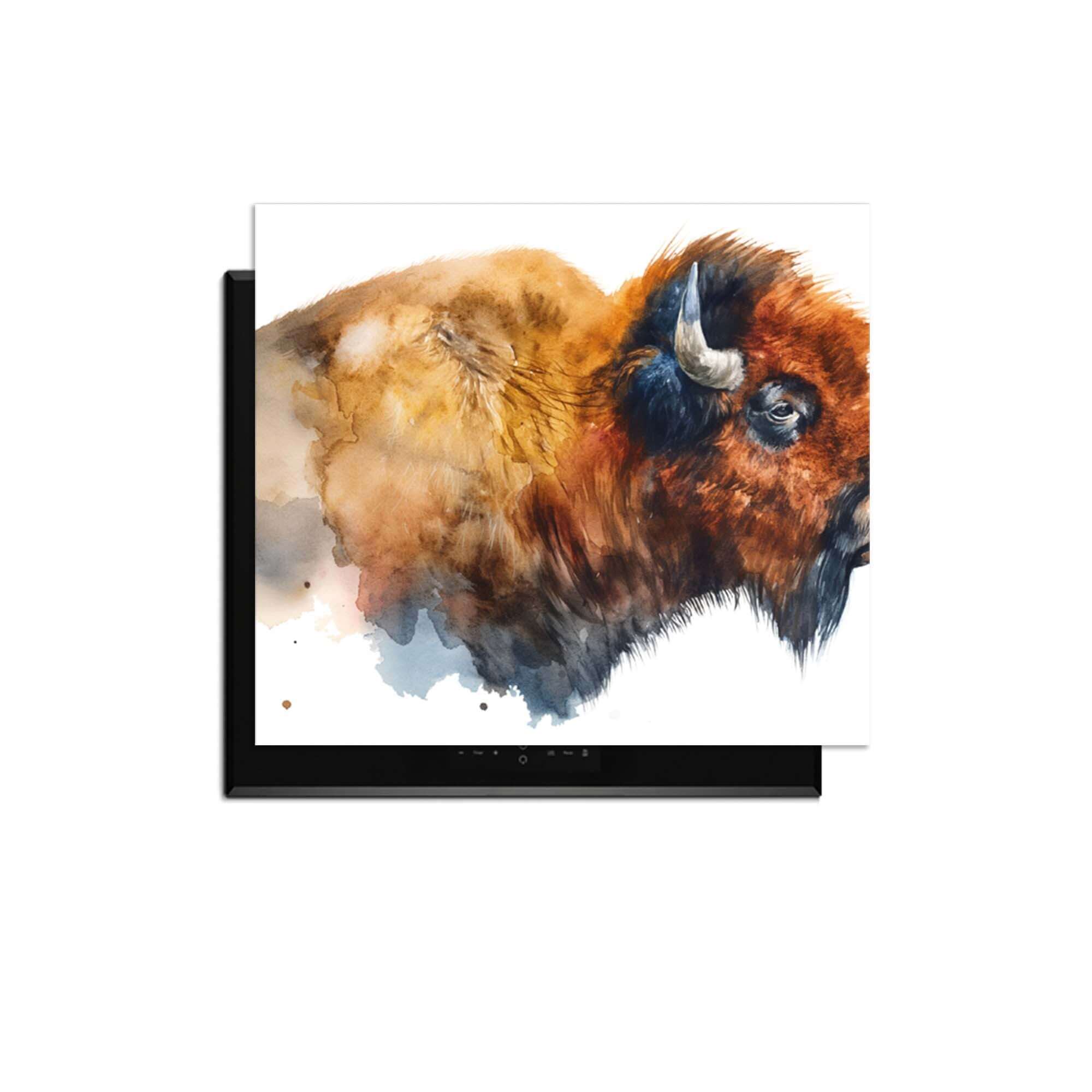 Majestic Bison - Inductie Beschermer met een elegant en wild bison kunstwerk voor je keuken.