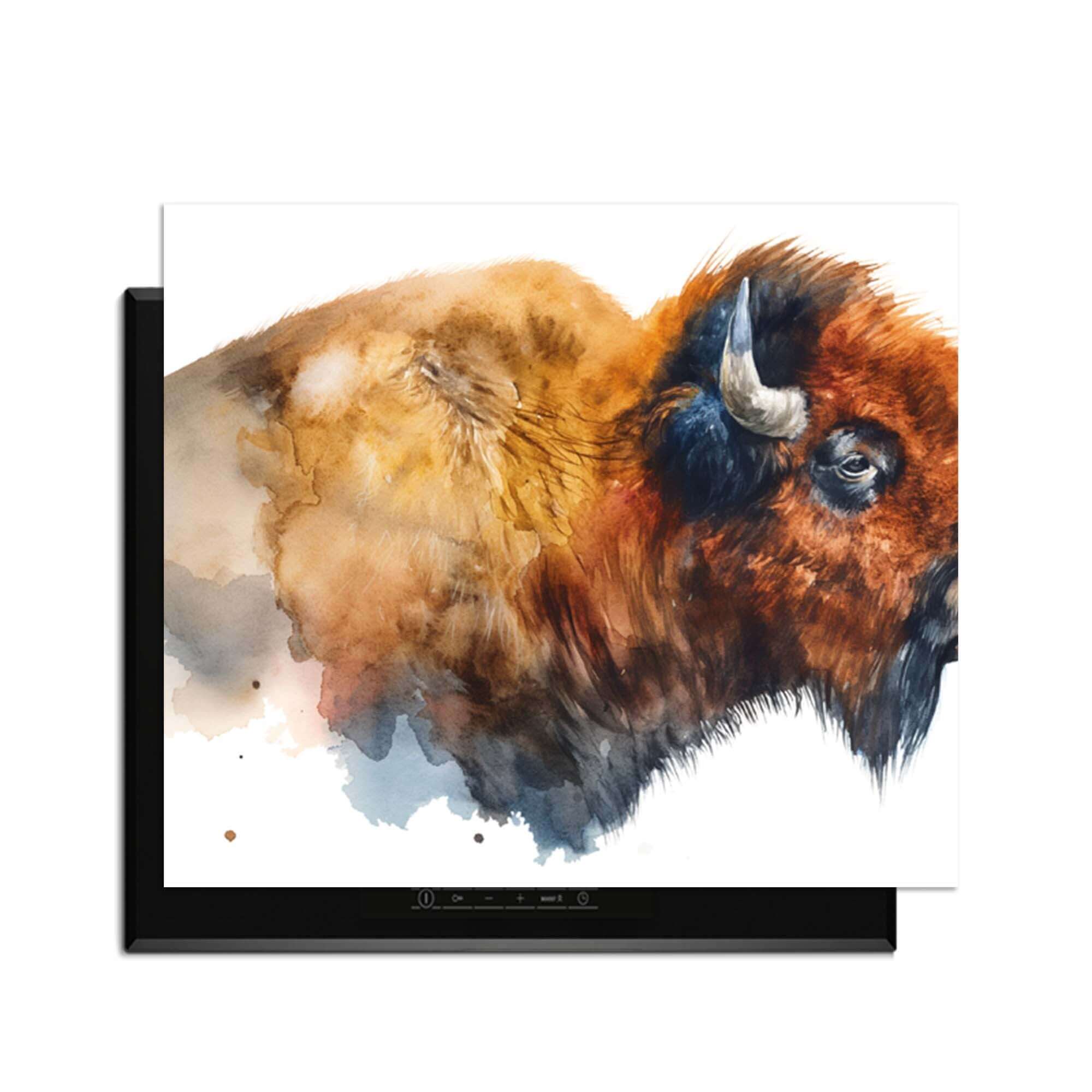 Majestic Bison - Inductie Beschermer met een elegante bison afbeelding, perfect voor bescherming in de keuken.
