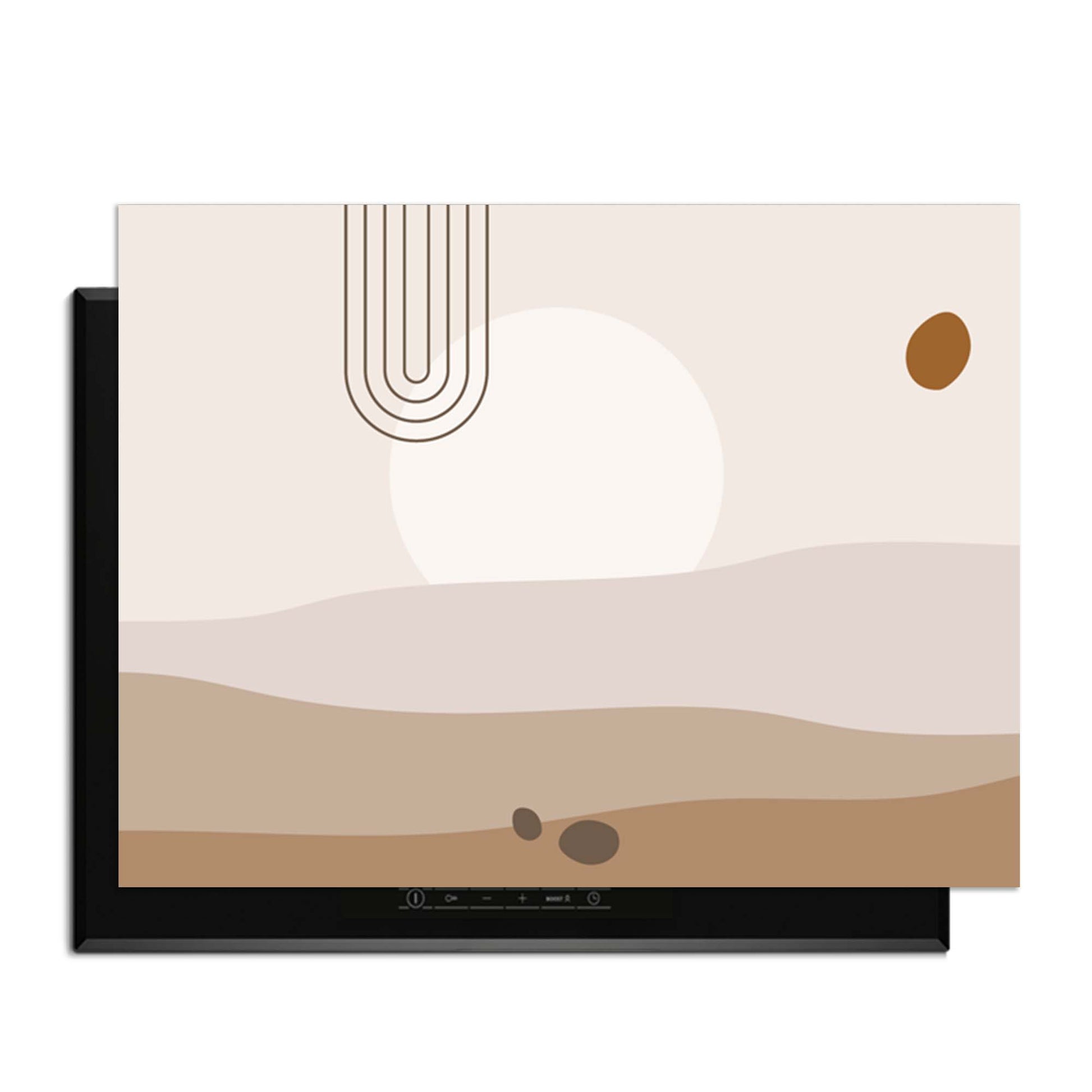 Desert Glow - Japandi Induction Protector mit sanften Wüstentönen und organischen Formen.