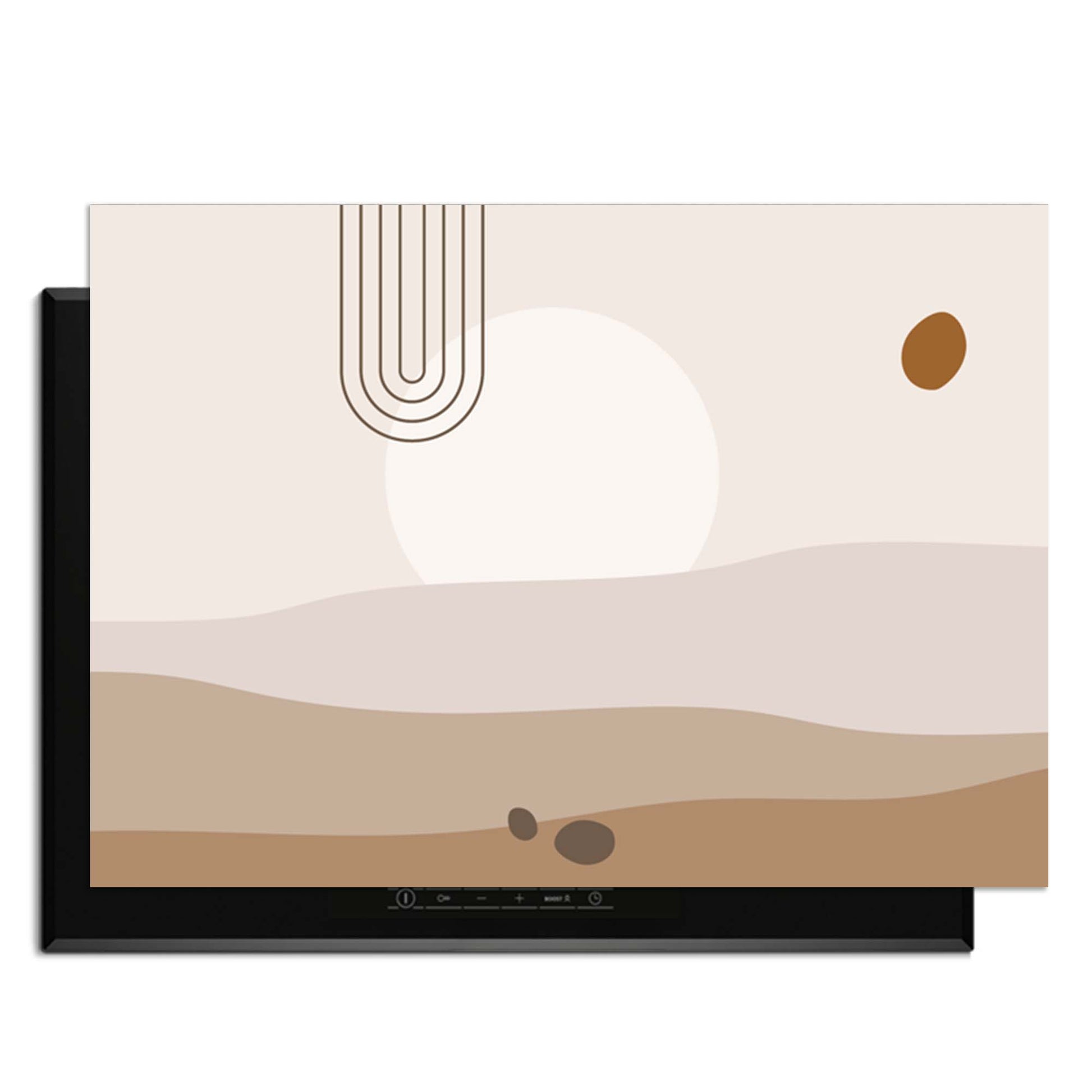 Desert Glow - Japandi Induction Protector mit sanften Wüstentönen und organischen Formen für einen minimalistischen Look.