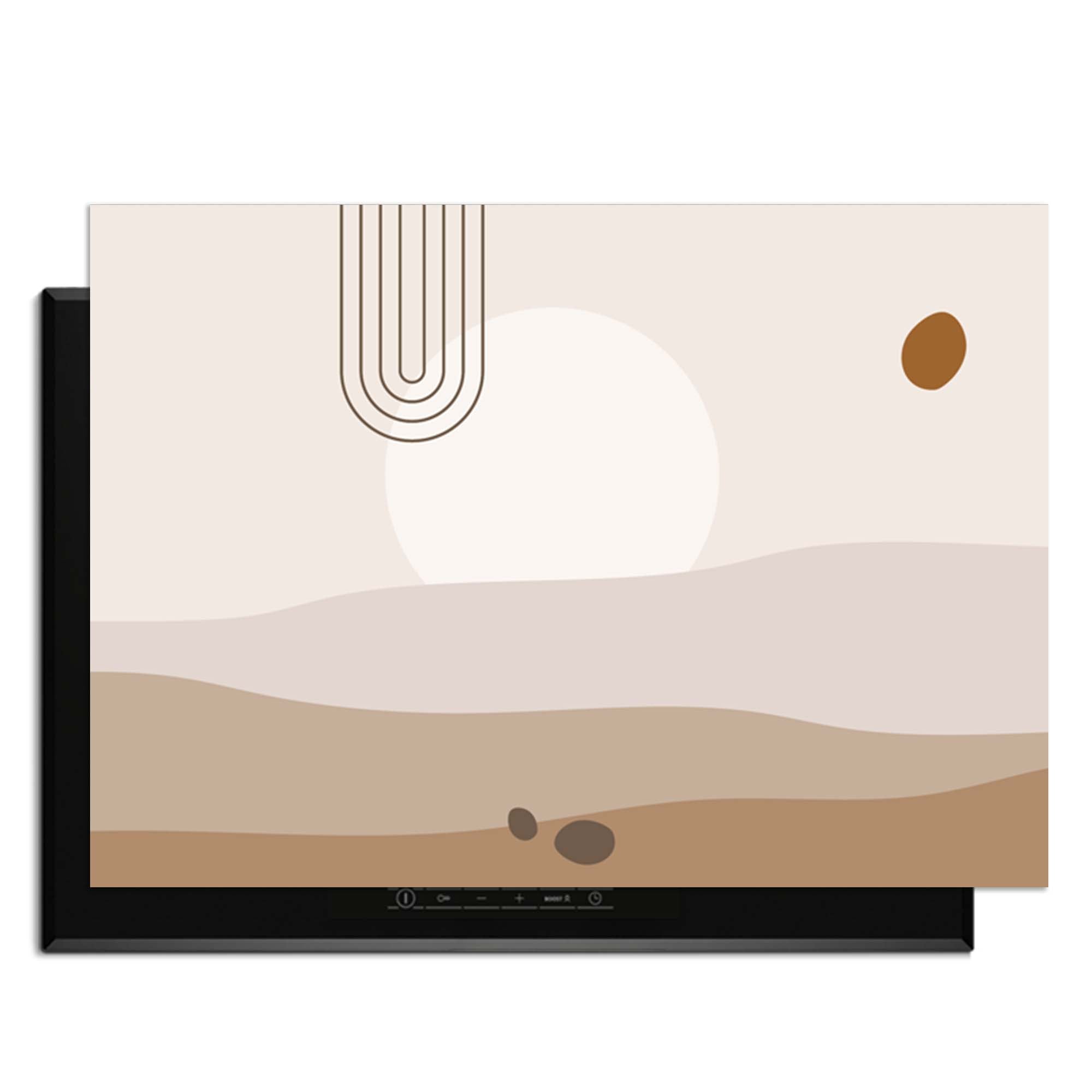 Desert Glow - Japandi Induction Protector mit sanften Wüstentönen und organischen Formen für einen minimalistischen Look.