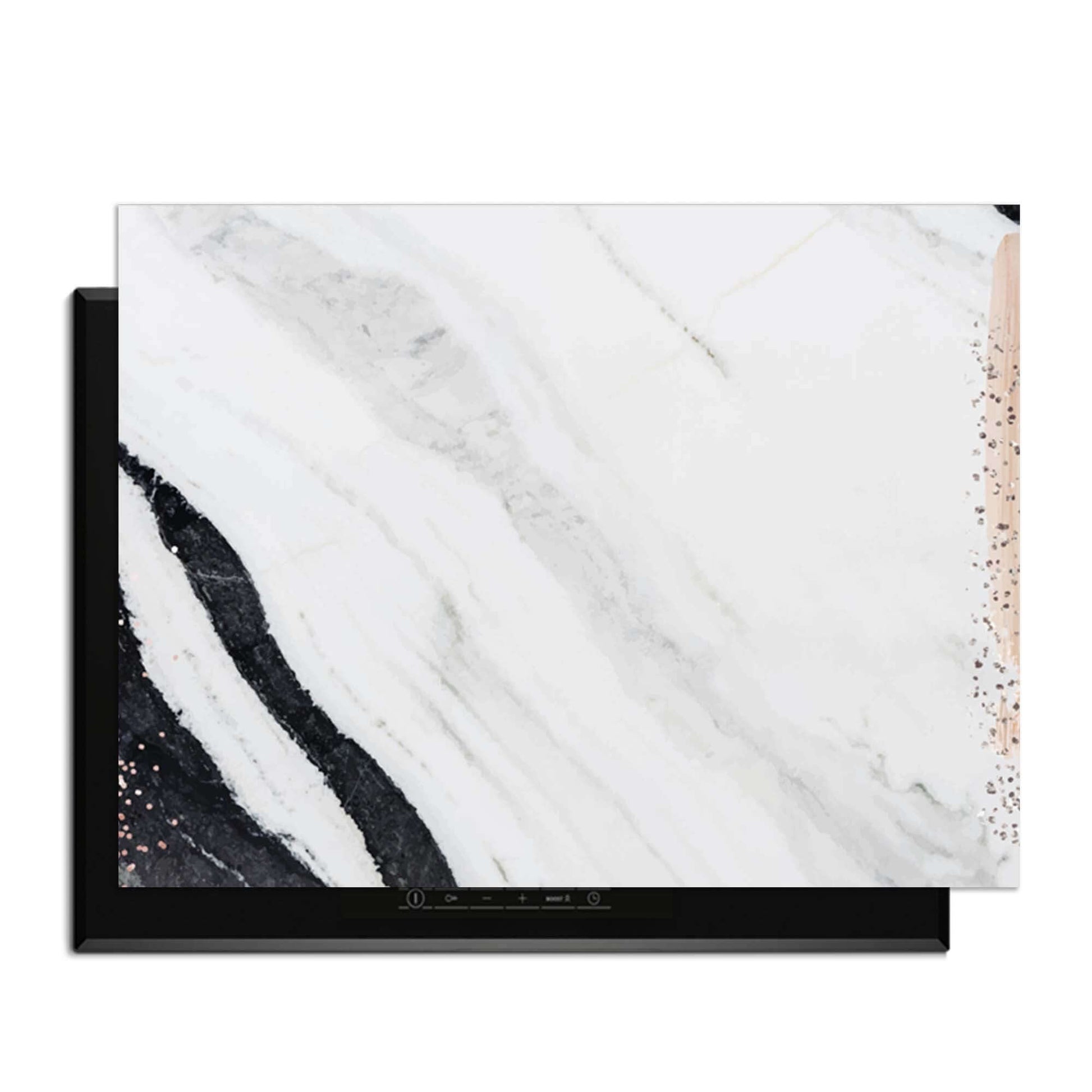 Marble Blush - Inductie Beschermer met luxe marmerlook en blush- en bronsdetails voor stijlvolle keukenbescherming.