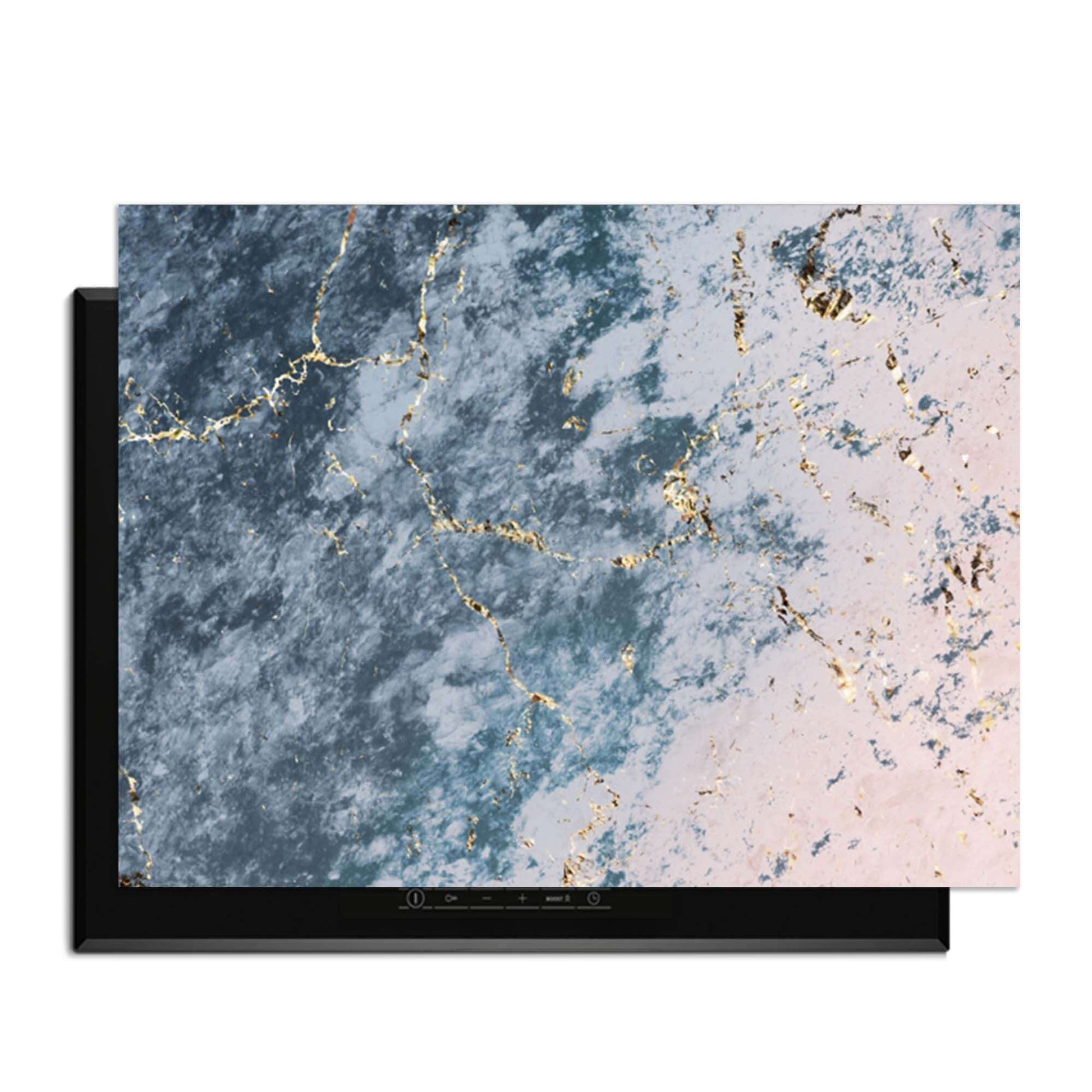 Eleganter Ozeanmarmor - Induktionsschutz mit einzigartigem blauen und rosa Marmormuster und goldenen Adern.