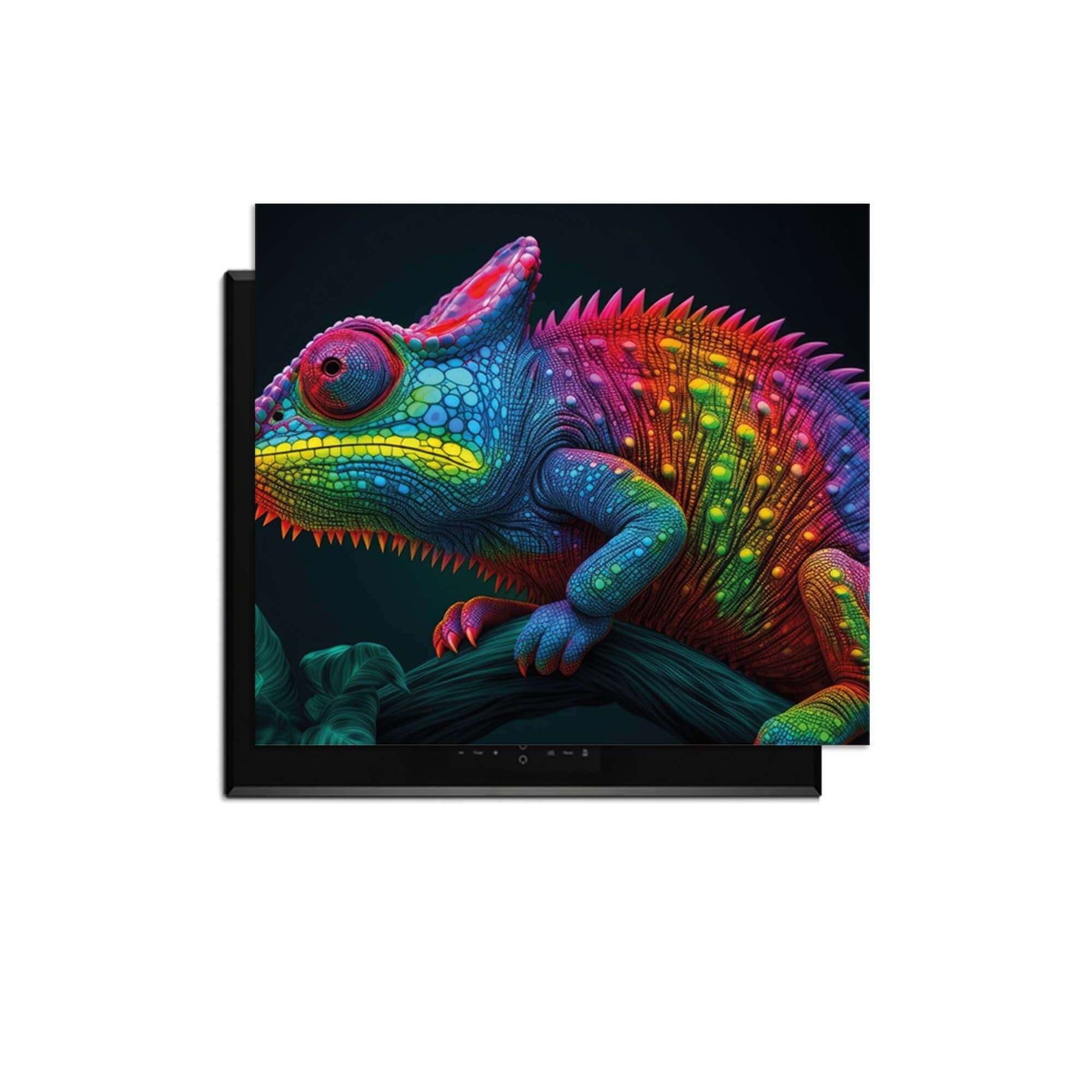 Neon Chameleon - Induktionsschutz mit leuchtenden Farben und Dschungel-Vibes für Ihre Küche.