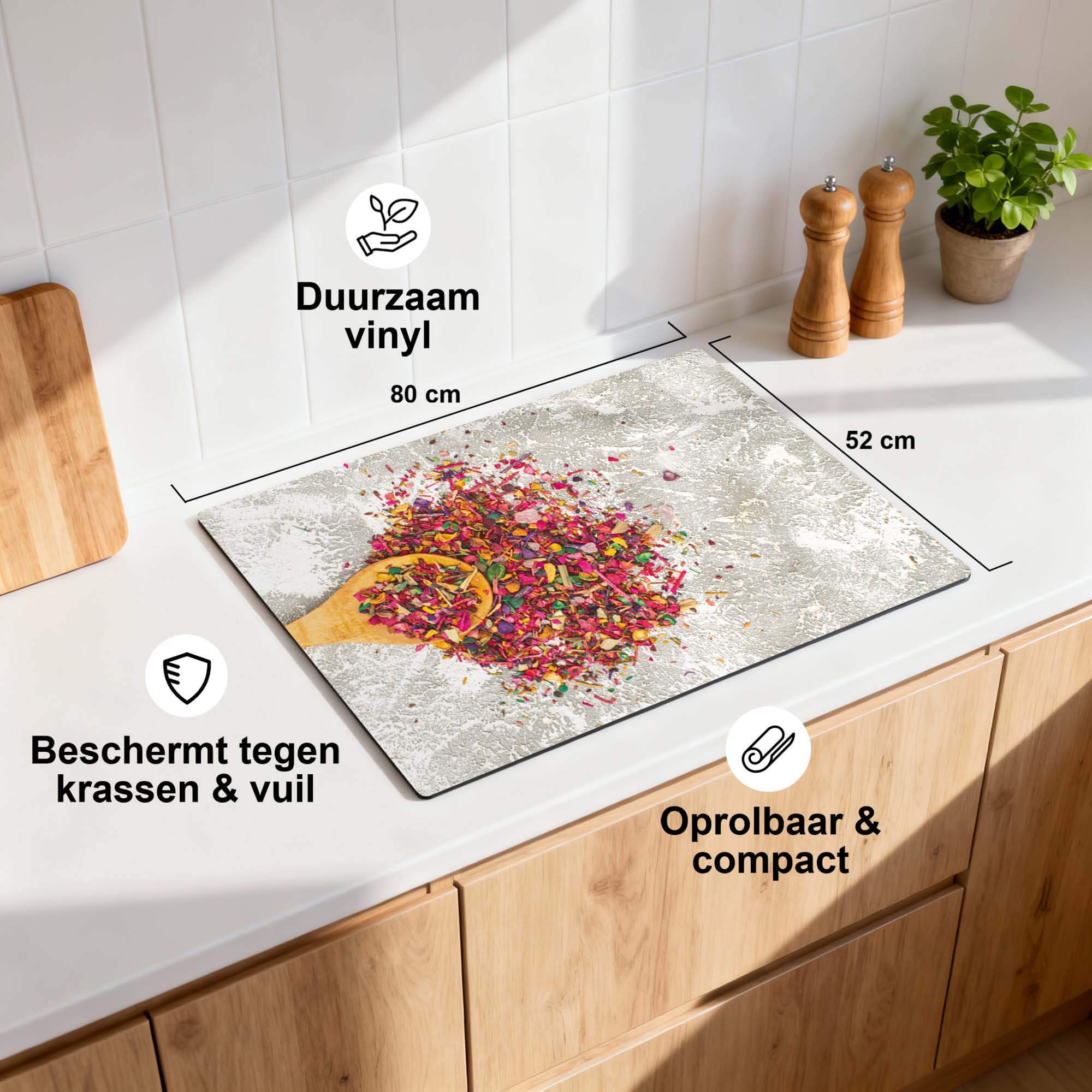 Spice Delight - Induktionsschutz, bunte Gewürze auf hellem Hintergrund, langlebiges und kompaktes Design