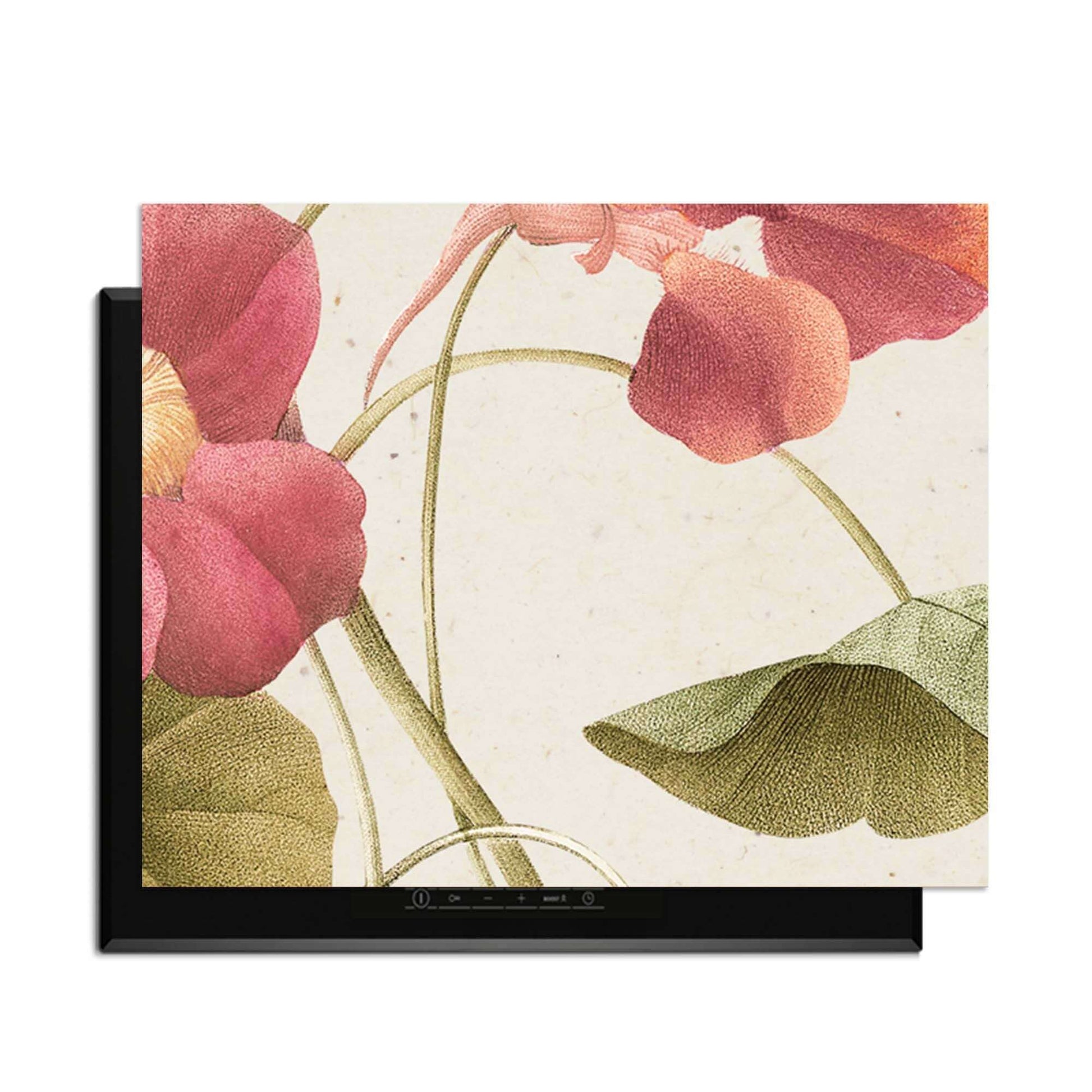 Petal Whisper – Inductie Beschermer met een elegant bloemenpatroon voor de keuken.