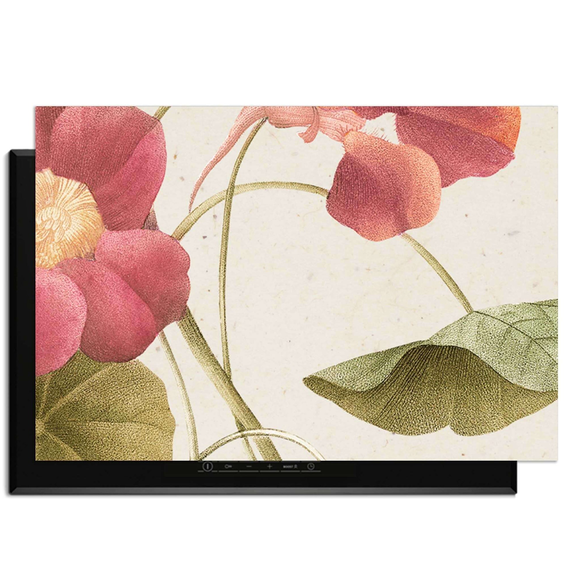 Petal Whisper – Inductie Beschermer met een elegant bloemenontwerp voor in de keuken.