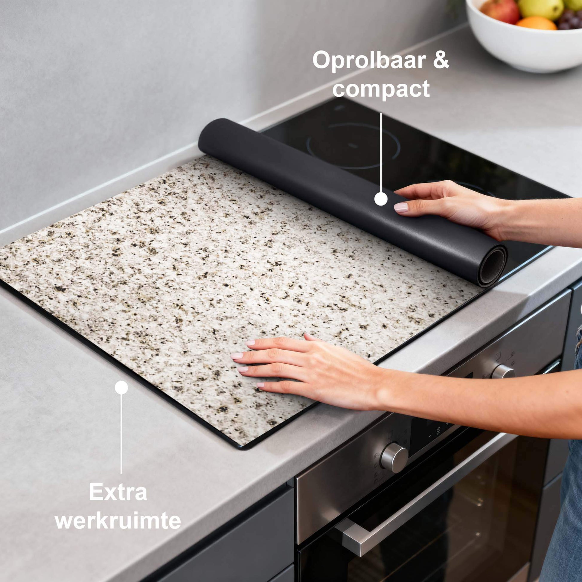 Almond Granite - Inductie Beschermer op inductiekookplaat ter bescherming tegen krassen en morsen.