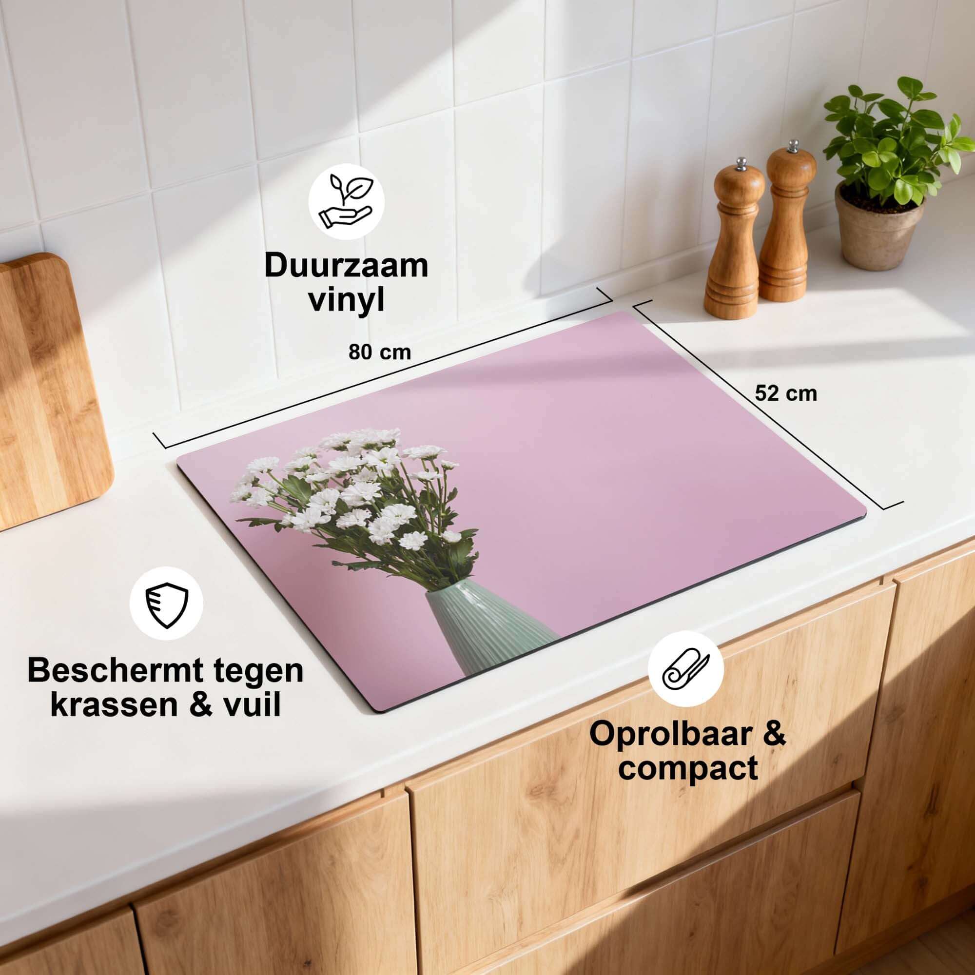 Blush & Bloom - Induktionsschutz, strapazierfähiges Vinyl, schützt vor Kratzern und Schmutz, lagerfähig und kompakt.