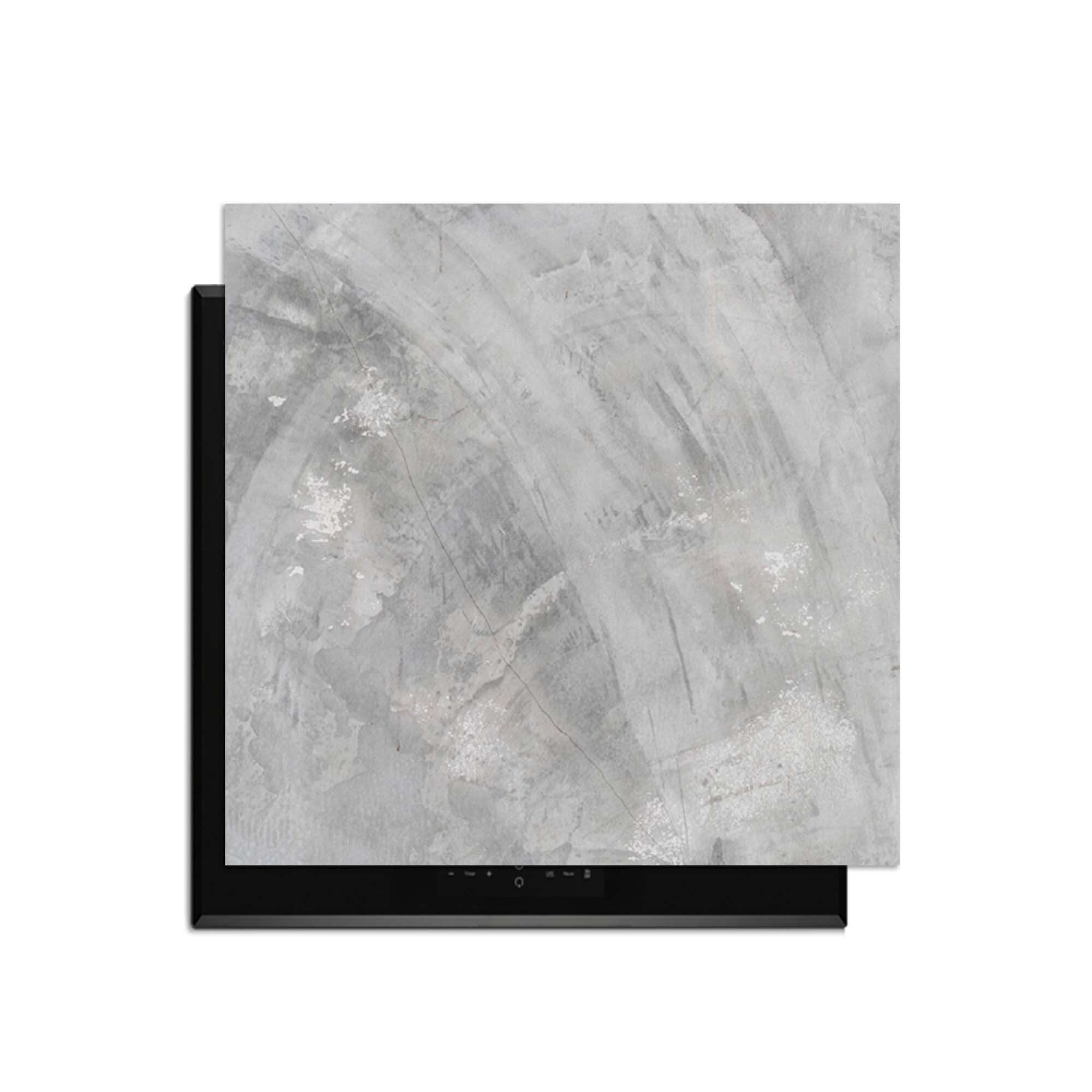 Concrete Flow - Induktionsschutz mit weichen Grautönen und fließenden Mustern für einen modernen Look.